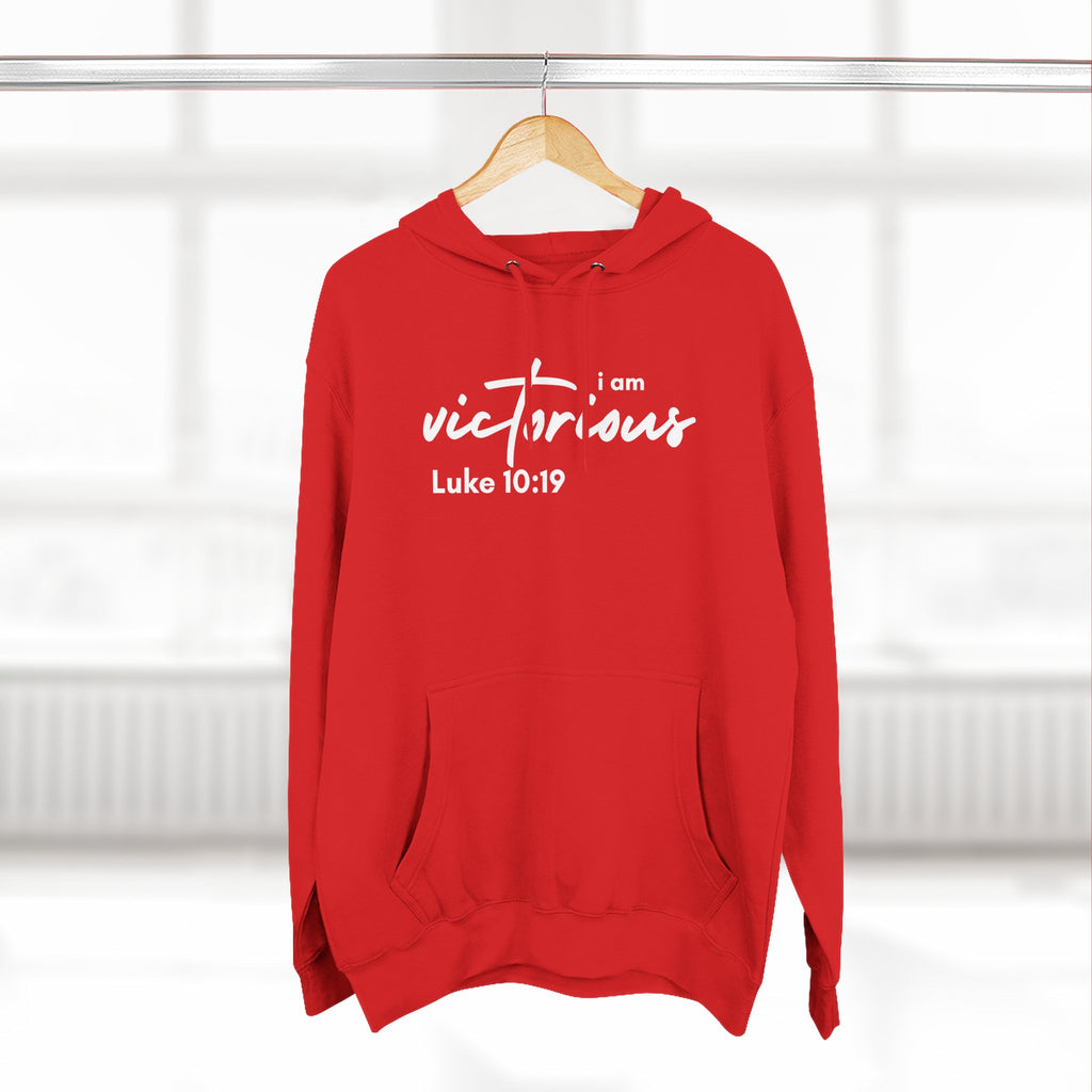 I Am Victorious Hoodie — Luke 10:19 Christian Scripture Fleece Pullover