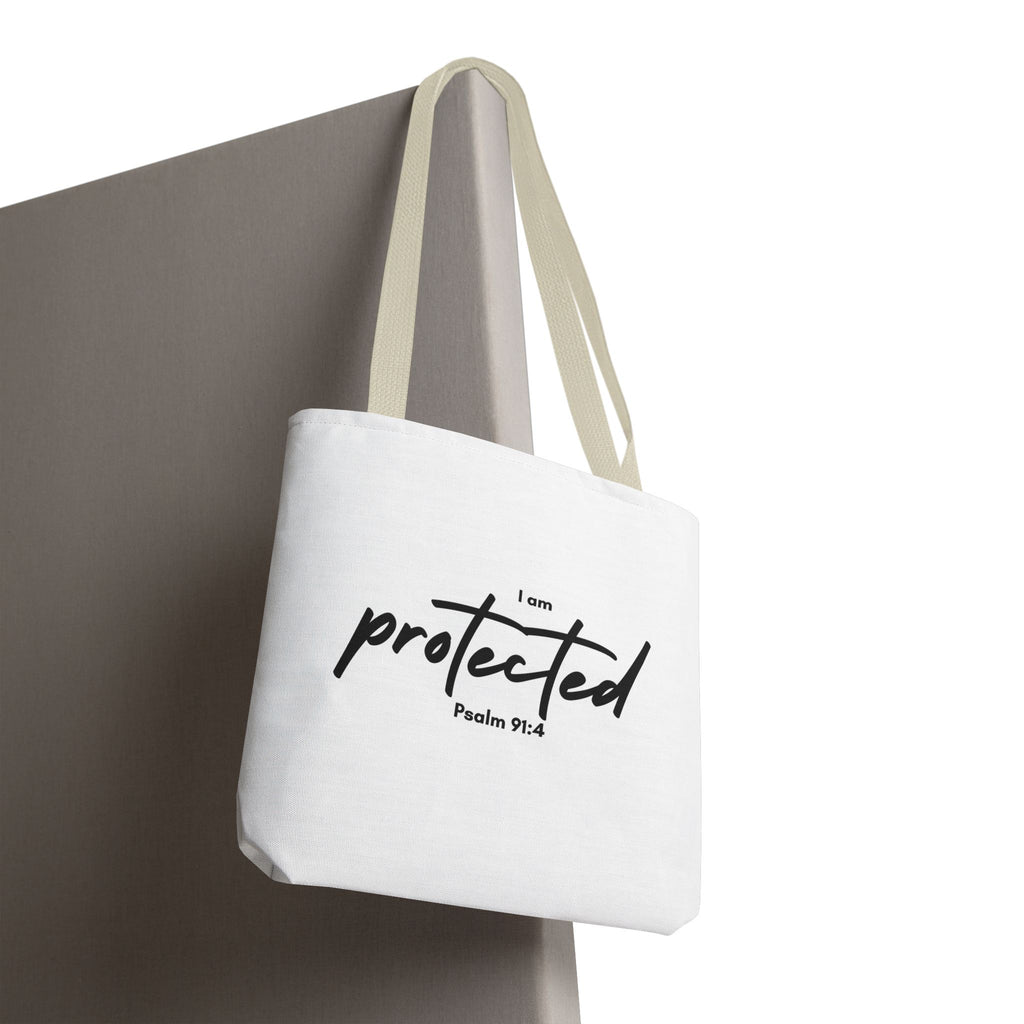 I Am Protected Tote Bag — Psalm 91:4 Christian Scripture Canvas Tote | Faith-Based Carryall