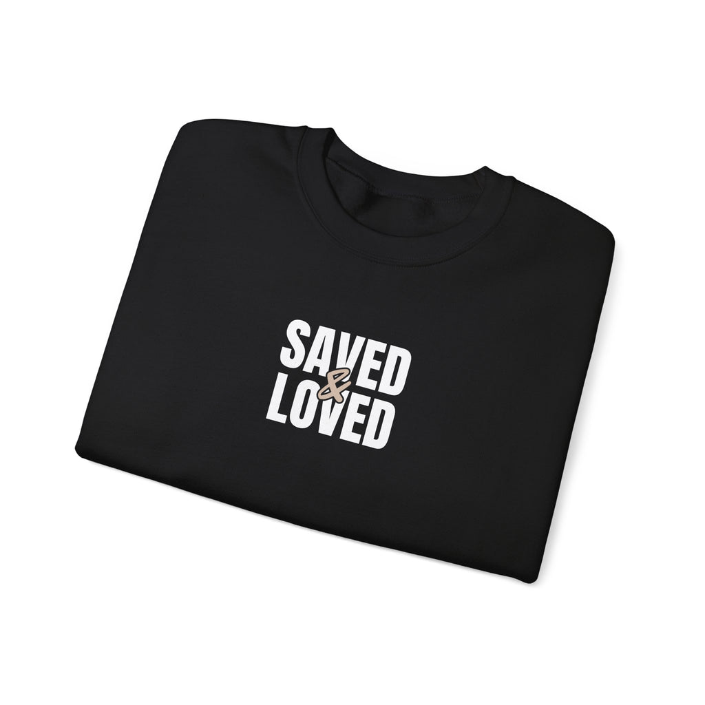 Saved & Loved Crewneck Sweatshirt — Psalm 91:16 Christian Faith Sweatshirt