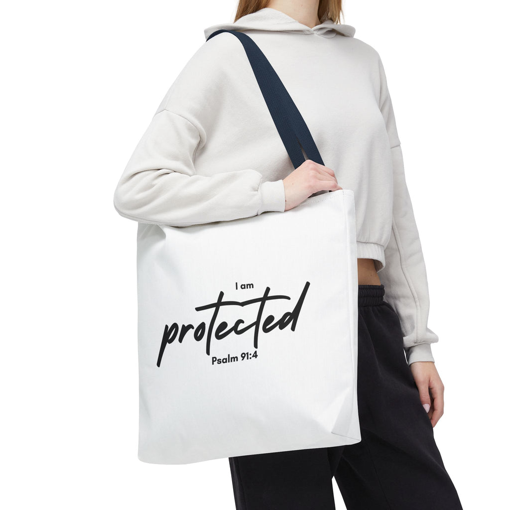 I Am Protected Tote Bag — Psalm 91:4 Christian Scripture Canvas Tote | Faith-Based Carryall