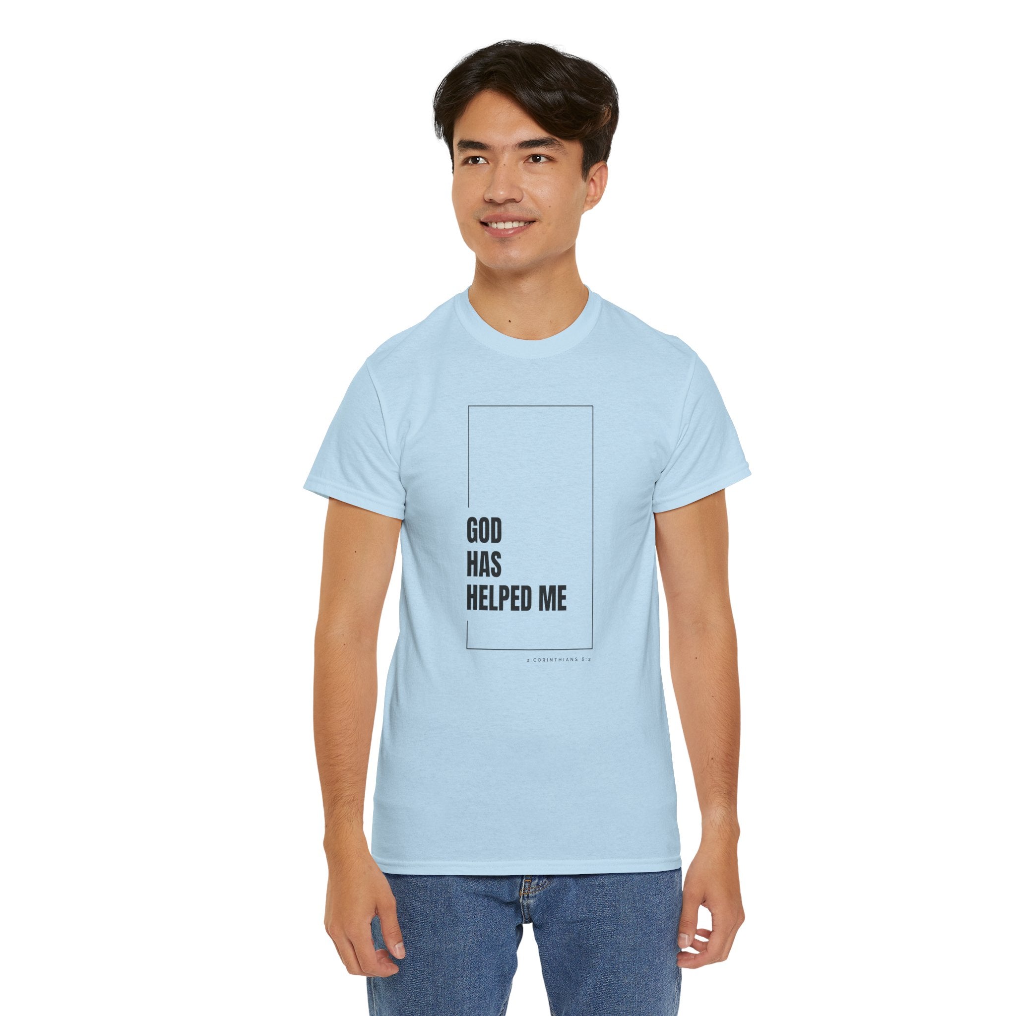 God Has Helped Me Christian T-Shirt – 2 Corinthians 6:2 Faith Tee | Unisex Heavy Cotton Shirt