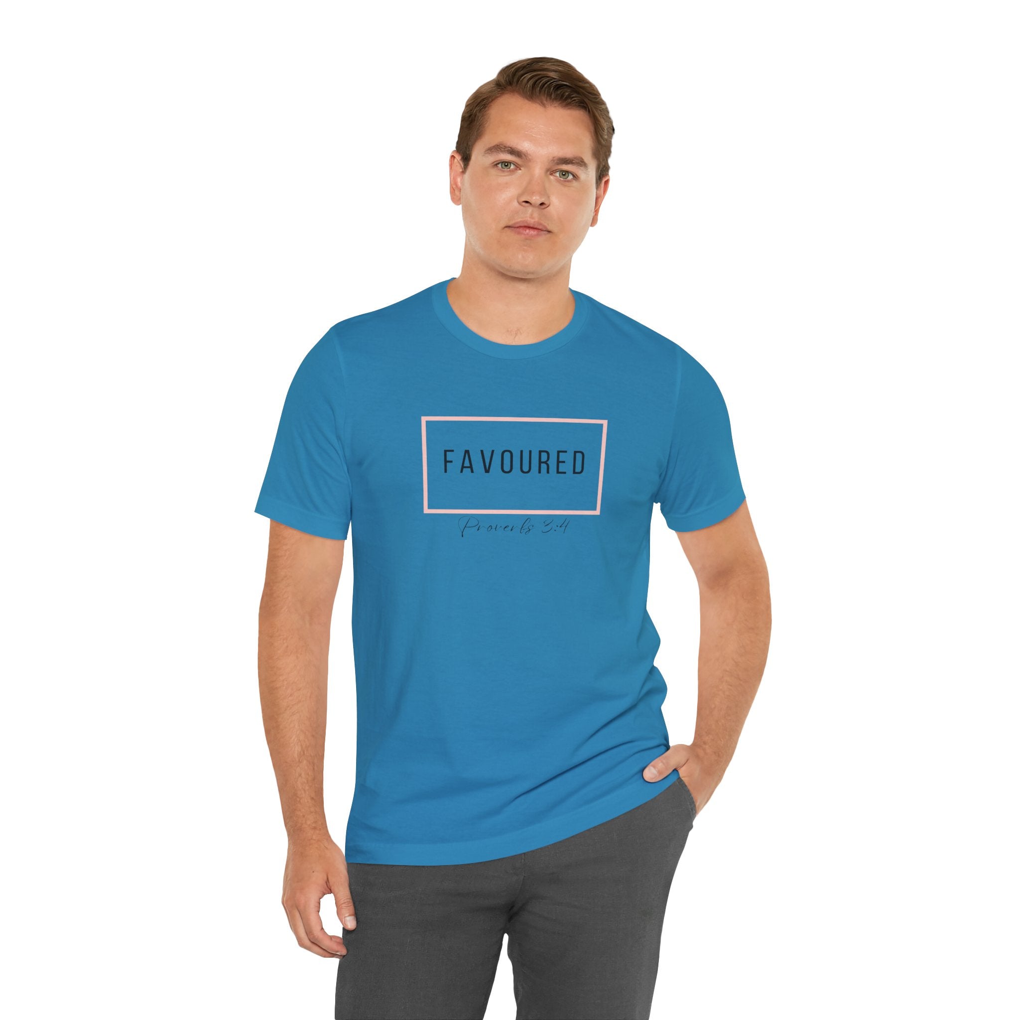 Favoured Christian T-Shirt – Proverbs 3:4 Scripture Tee | Faith-Based Unisex Shirt