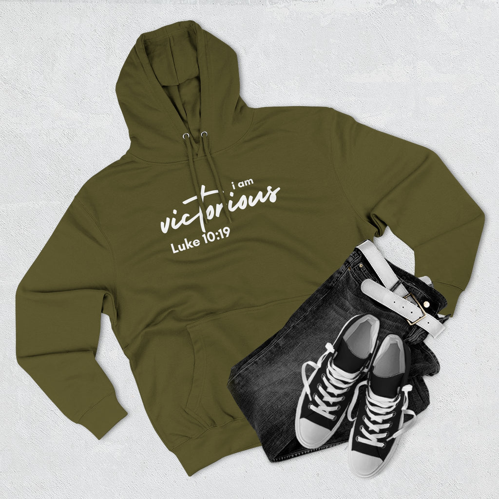 I Am Victorious Hoodie — Luke 10:19 Christian Scripture Fleece Pullover