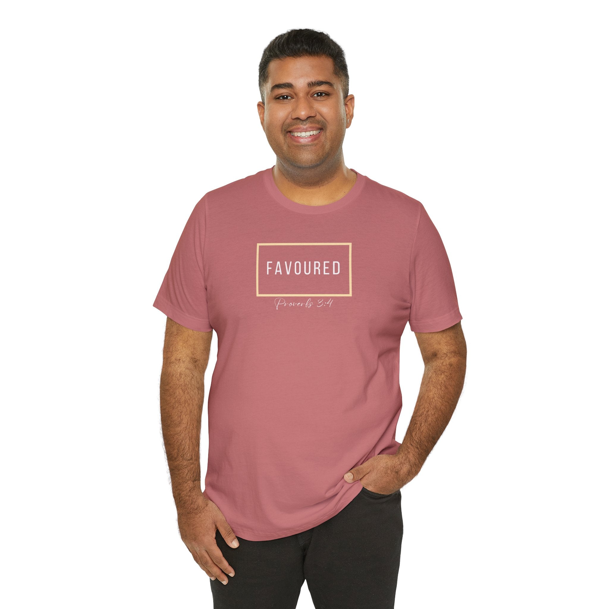 Favoured Christian T-Shirt – Proverbs 3:4 Scripture Tee | Faith-Based Unisex Shirt