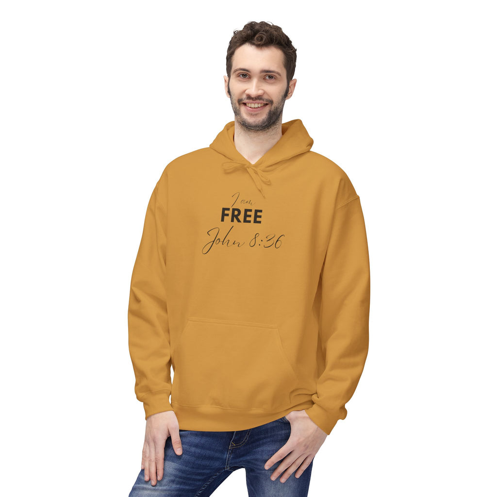 I Am Free Hoodie – John 8:36 Christian Scripture Hoodie | Faith-Based Inspirational Pullover