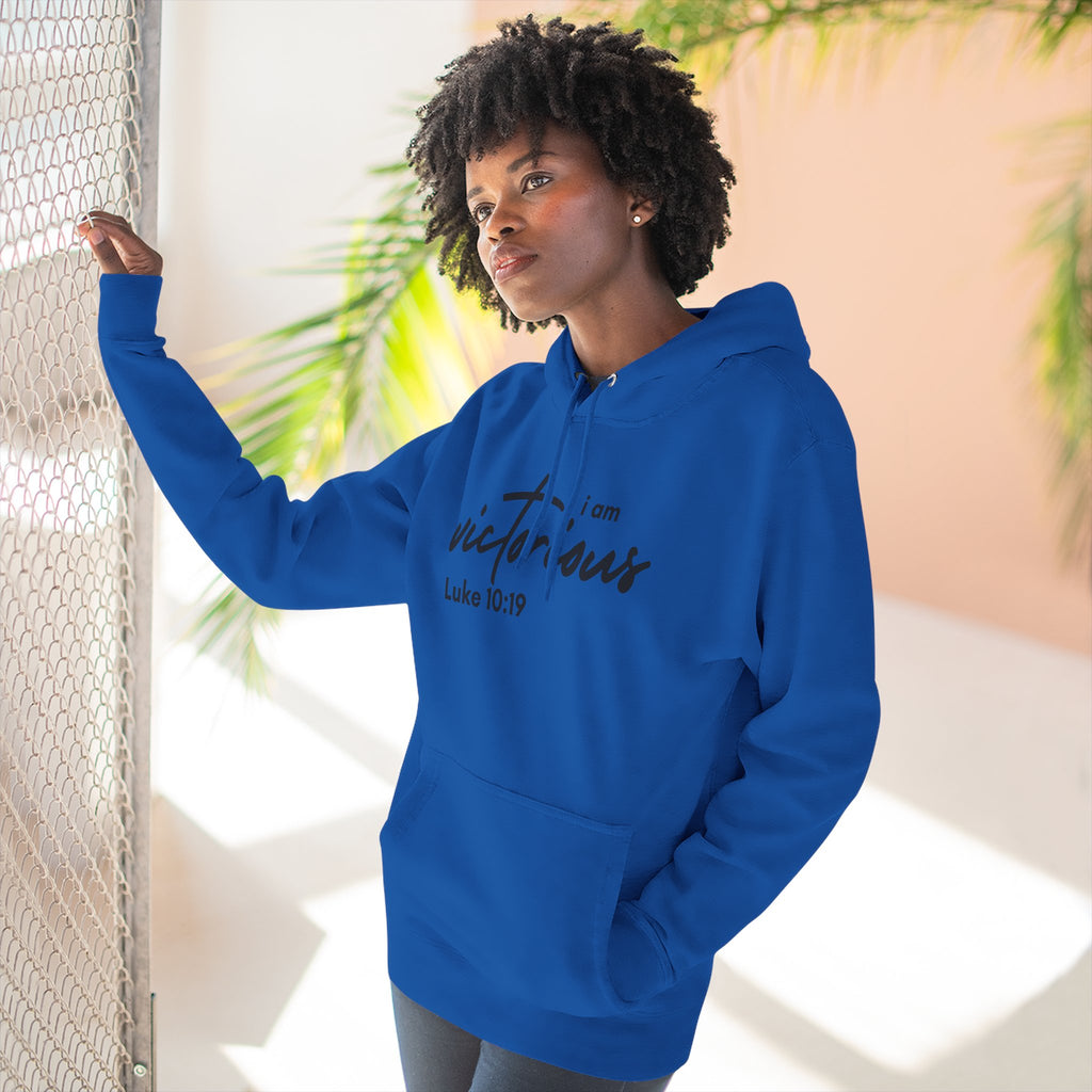 I Am Victorious Hoodie — Luke 10:19 Christian Scripture Fleece Pullover