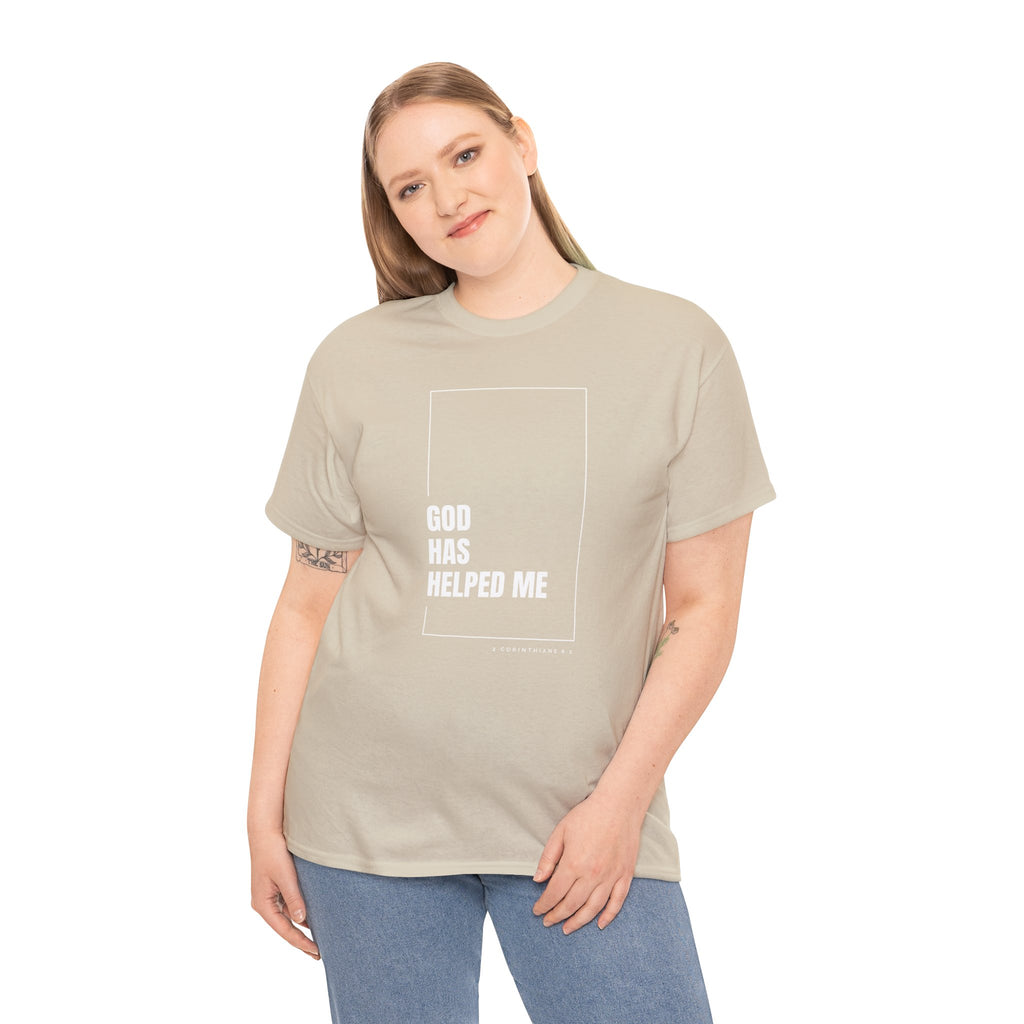 God Has Helped Me Christian T-Shirt – 2 Corinthians 6:2 Faith Tee | Unisex Heavy Cotton Shirt