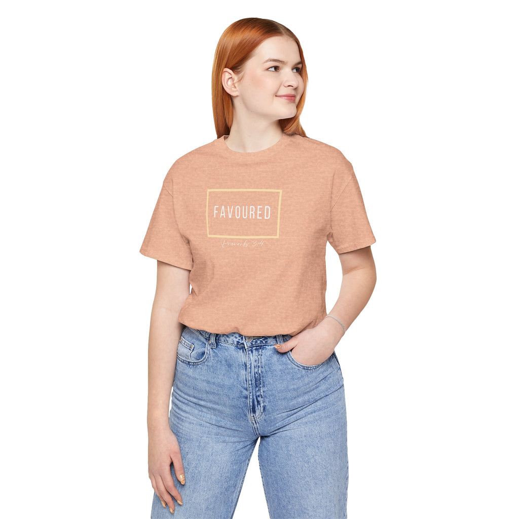 Favoured Christian T-Shirt – Proverbs 3:4 Scripture Tee | Faith-Based Unisex Shirt