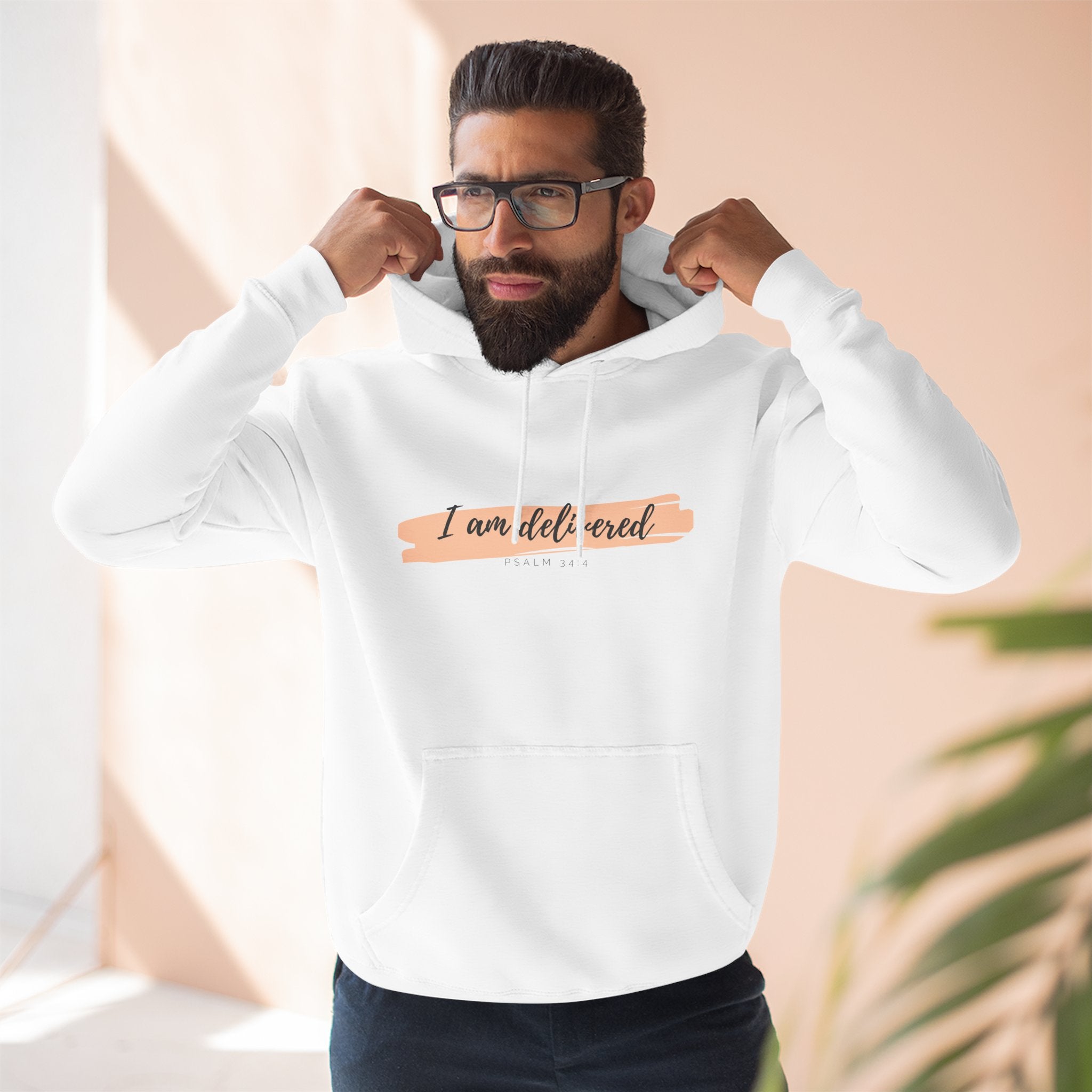 I Am Delivered Christian Hoodie — Psalm 34:4 Faith Hoodie | Inspirational Scripture Pullover | Unisex Christian Apparel
