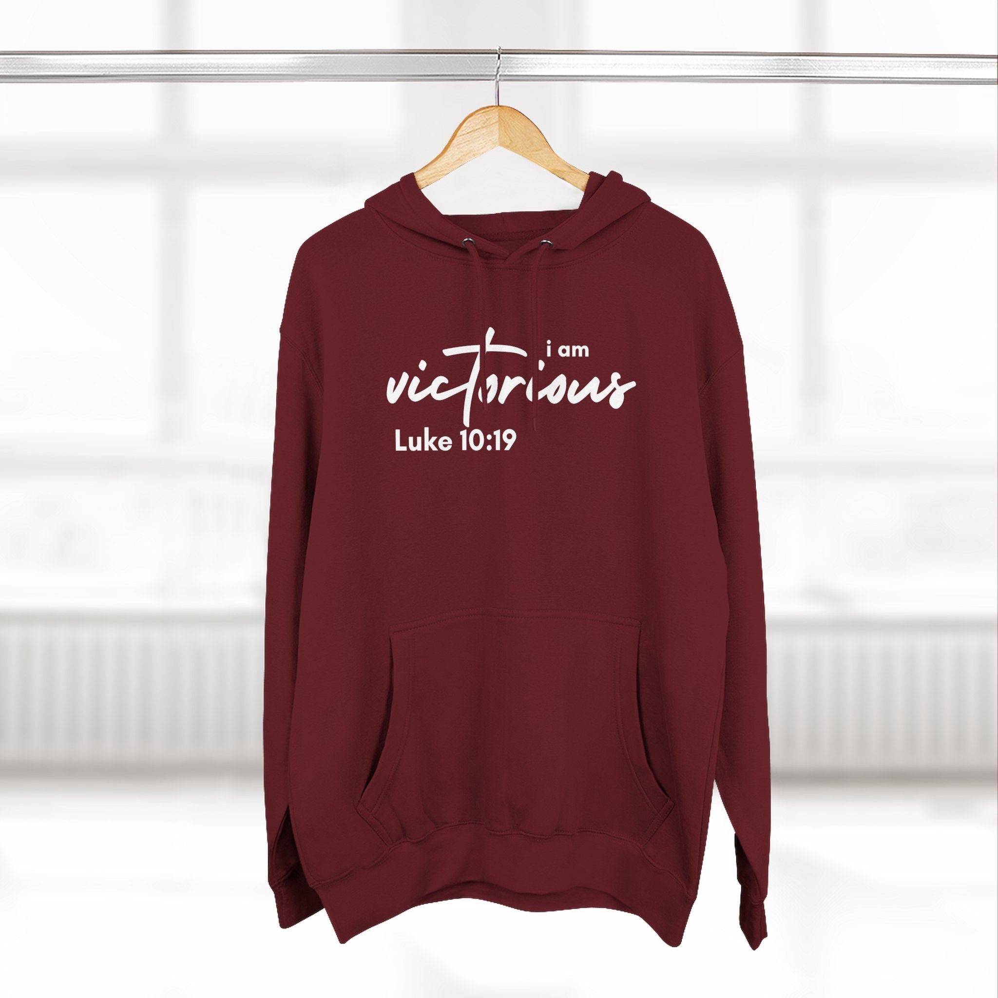 I Am Victorious Hoodie — Luke 10:19 Christian Scripture Fleece Pullover