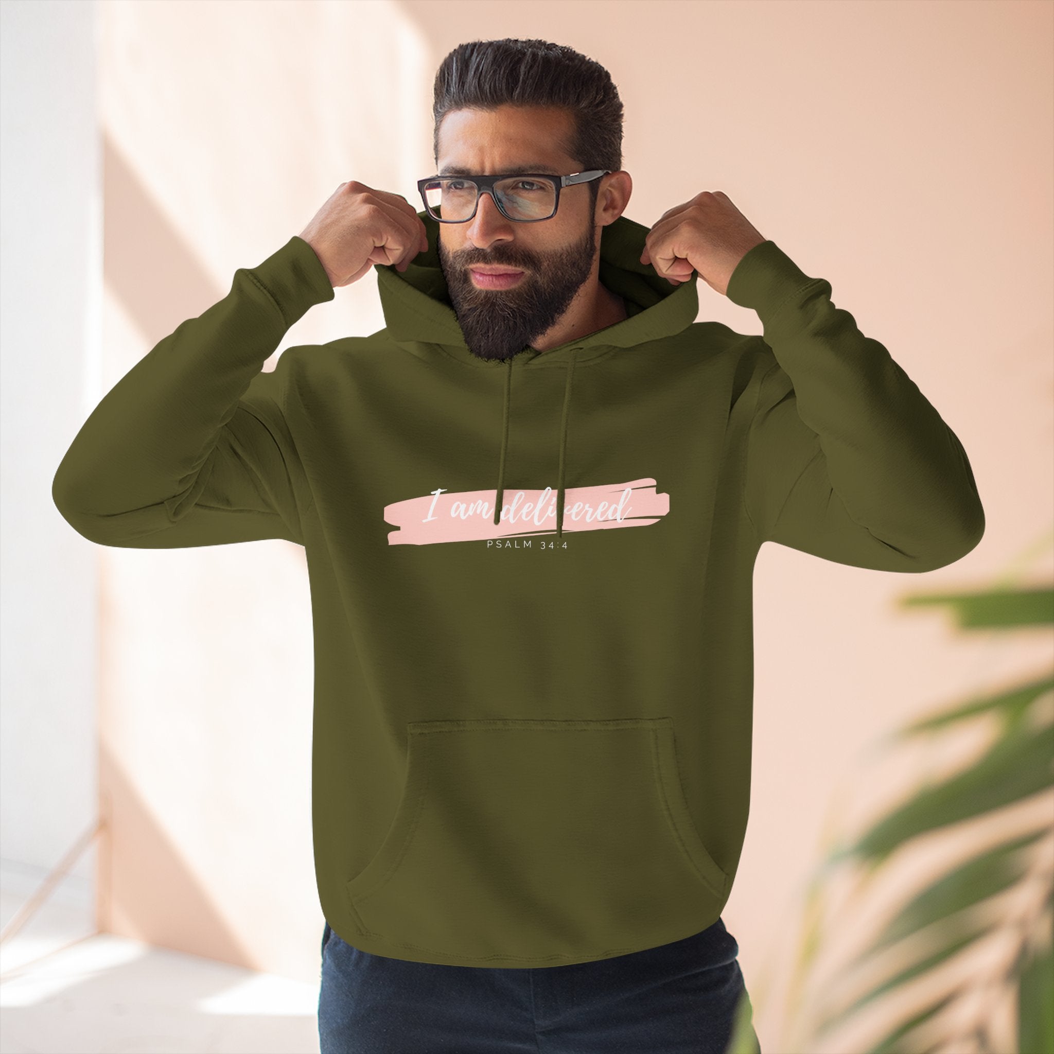 I Am Delivered Christian Hoodie — Psalm 34:4 Faith Hoodie | Inspirational Scripture Pullover | Unisex Christian Apparel