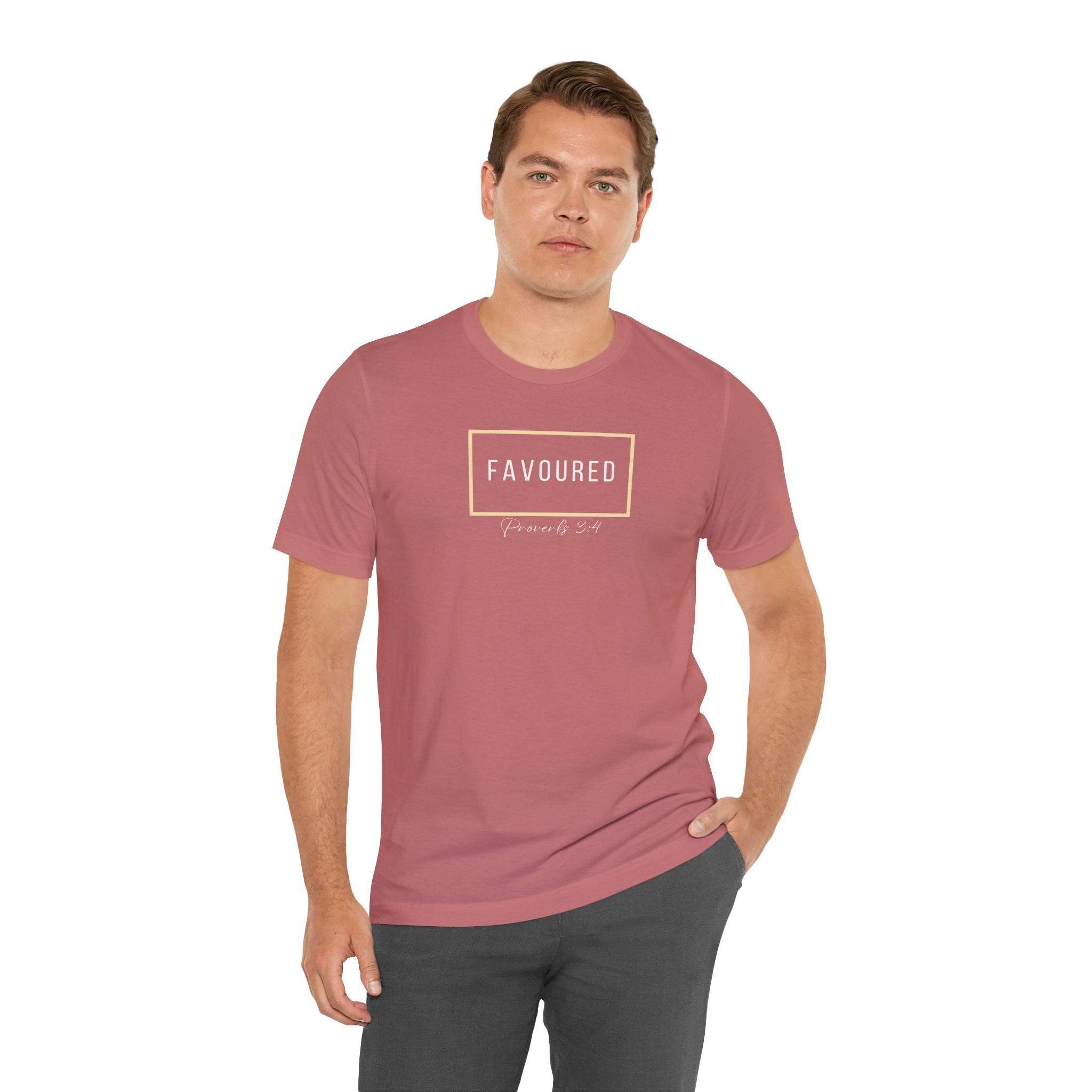 Favoured Christian T-Shirt – Proverbs 3:4 Scripture Tee | Faith-Based Unisex Shirt