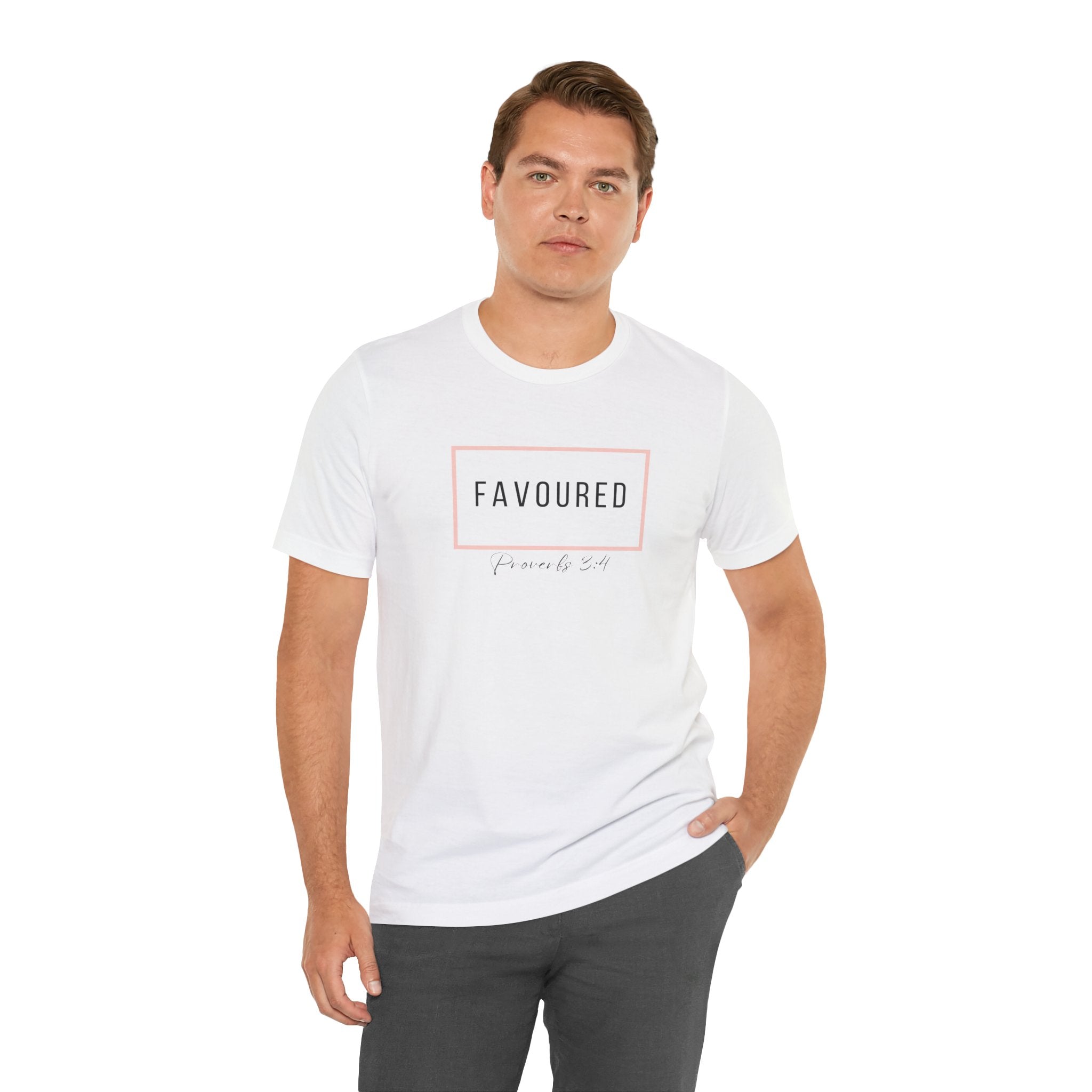 Favoured Christian T-Shirt – Proverbs 3:4 Scripture Tee | Faith-Based Unisex Shirt