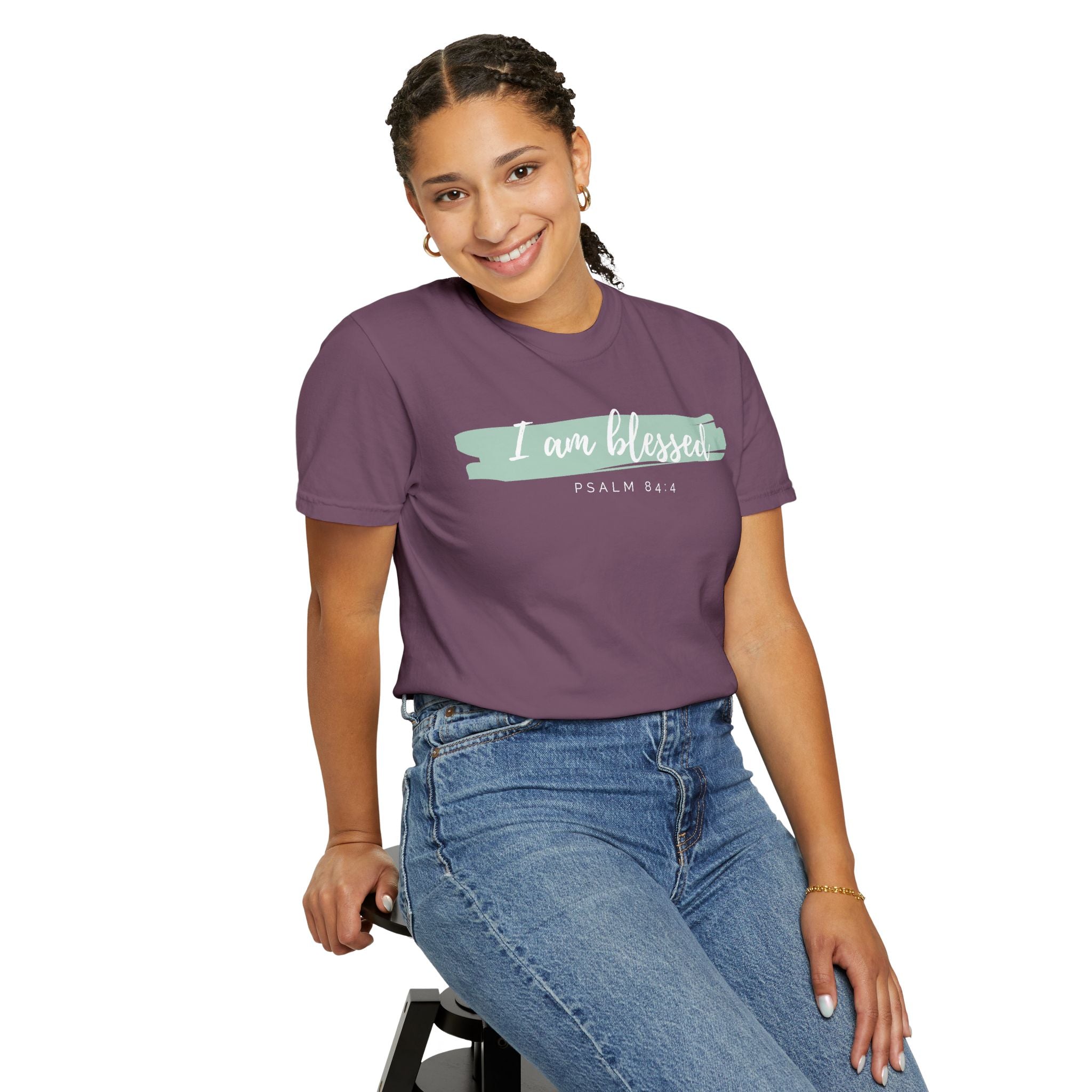 I Am Blessed Christian T-Shirt — Psalm 84:4 Scripture Tee | Garment-Dyed Faith Shirt
