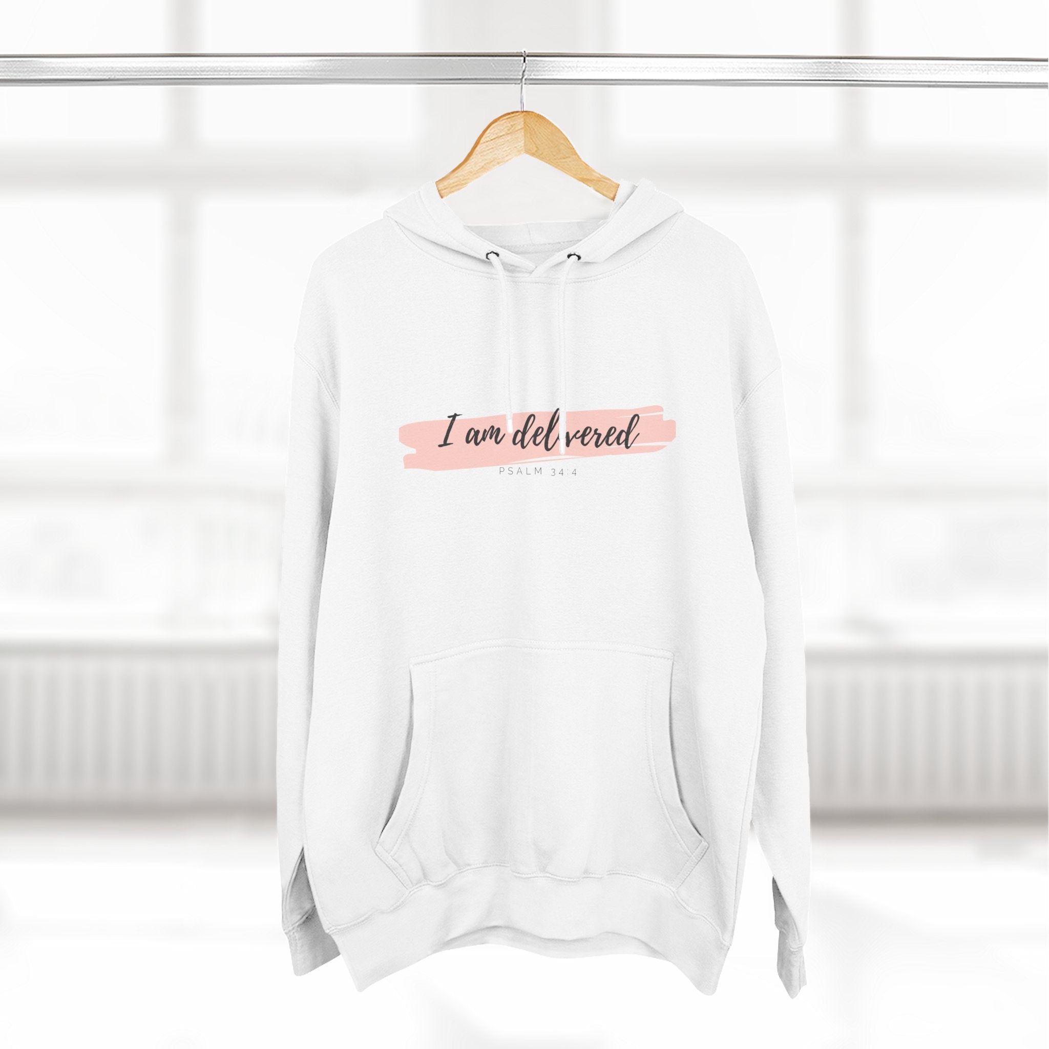 I Am Delivered Christian Hoodie — Psalm 34:4 Faith Hoodie | Inspirational Scripture Pullover | Unisex Christian Apparel