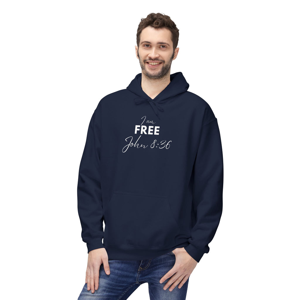 I Am Free Hoodie – John 8:36 Christian Scripture Hoodie | Faith-Based Inspirational Pullover