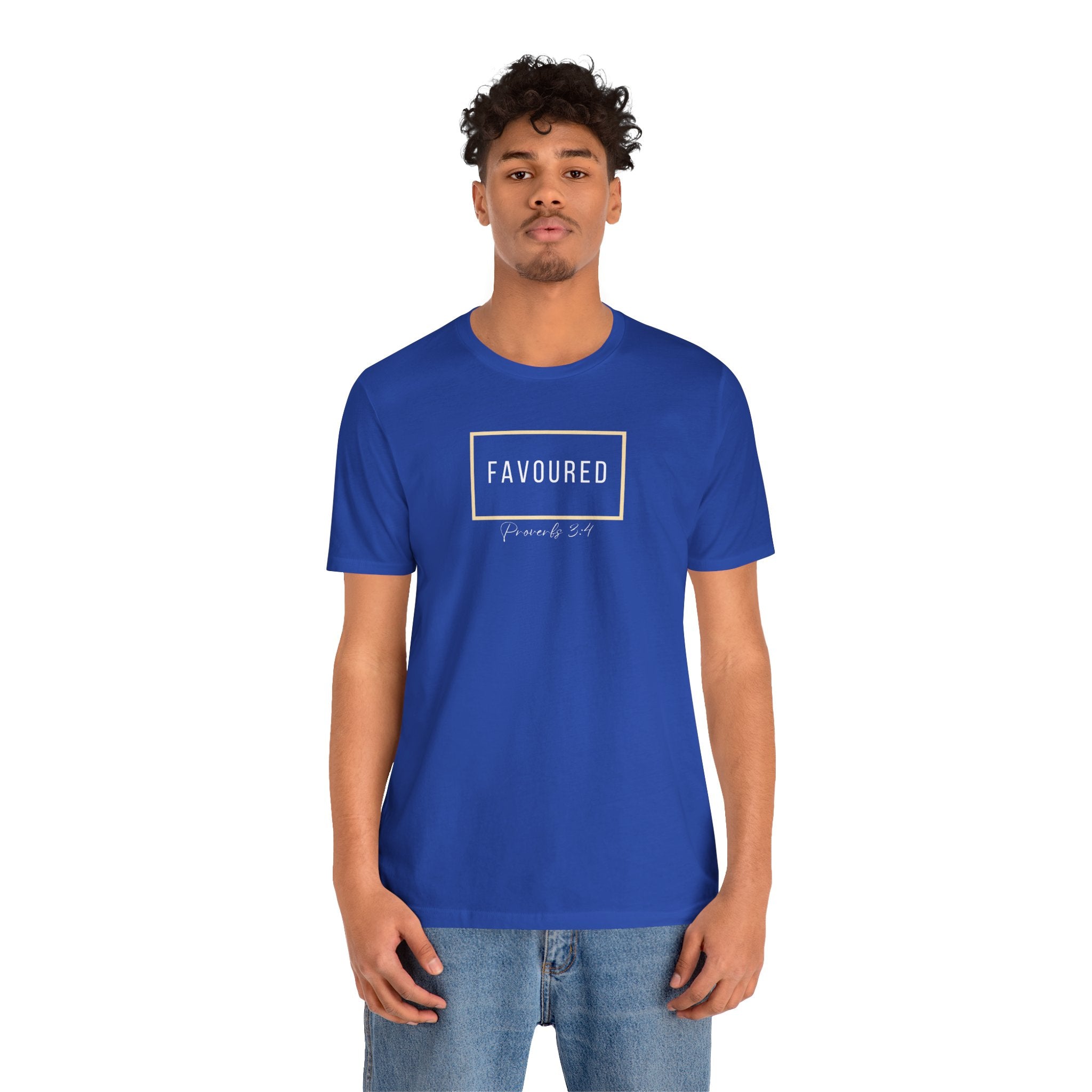 Favoured Christian T-Shirt – Proverbs 3:4 Scripture Tee | Faith-Based Unisex Shirt