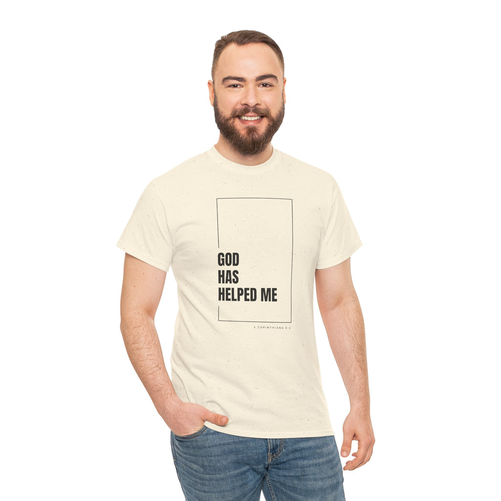 God Has Helped Me Christian T-Shirt – 2 Corinthians 6:2 Faith Tee | Unisex Heavy Cotton Shirt