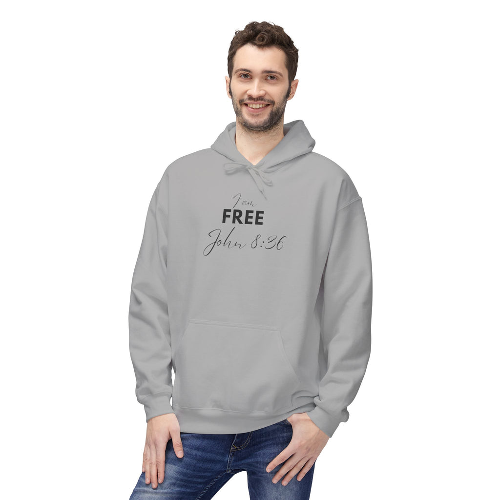 I Am Free Hoodie – John 8:36 Christian Scripture Hoodie | Faith-Based Inspirational Pullover