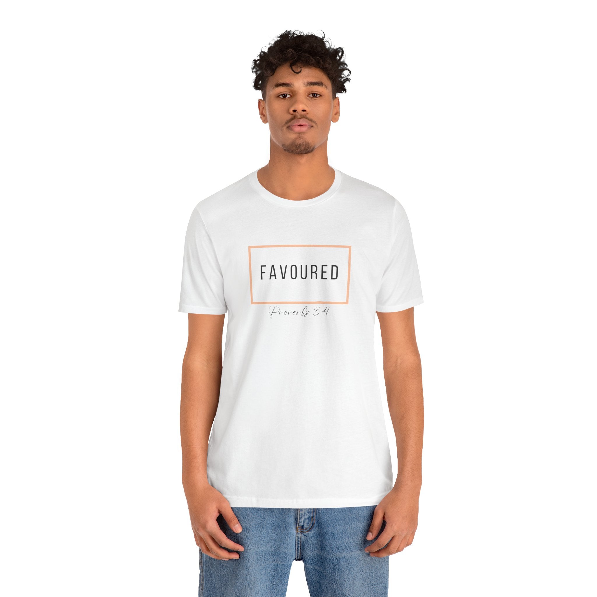 Favoured Christian T-Shirt – Proverbs 3:4 Scripture Tee | Faith-Based Unisex Shirt