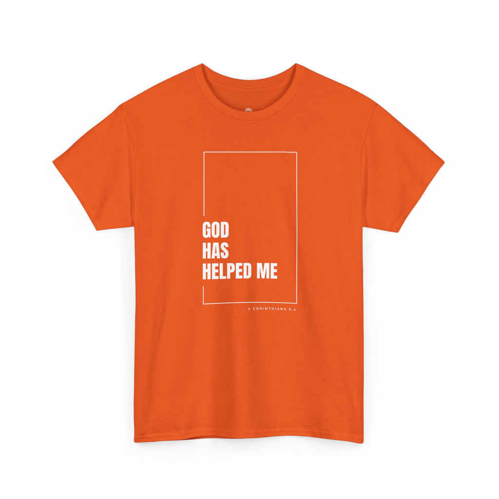 God Has Helped Me Christian T-Shirt – 2 Corinthians 6:2 Faith Tee | Unisex Heavy Cotton Shirt