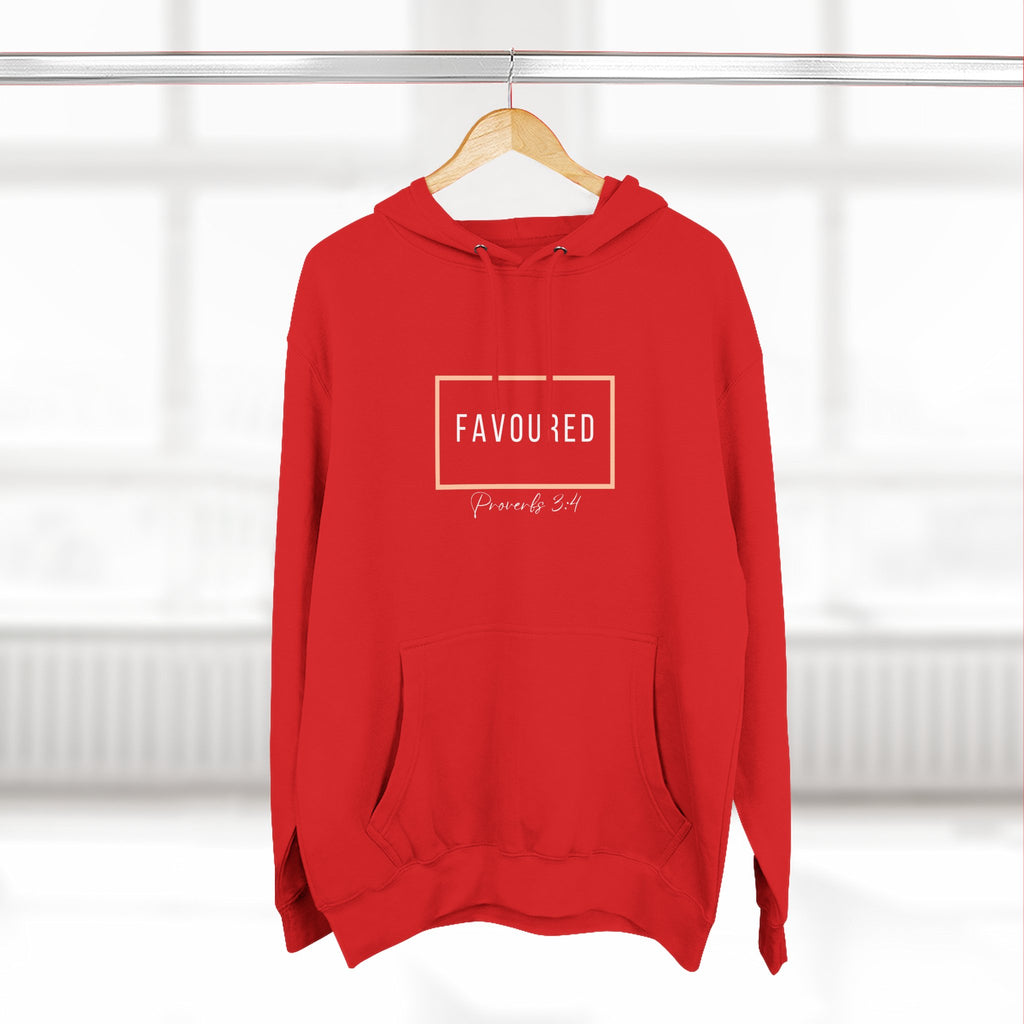 Favoured Christian Hoodie – Proverbs 3:4 Scripture Minimalist Hoodie | Faith-Based Unisex Fleece Pullover