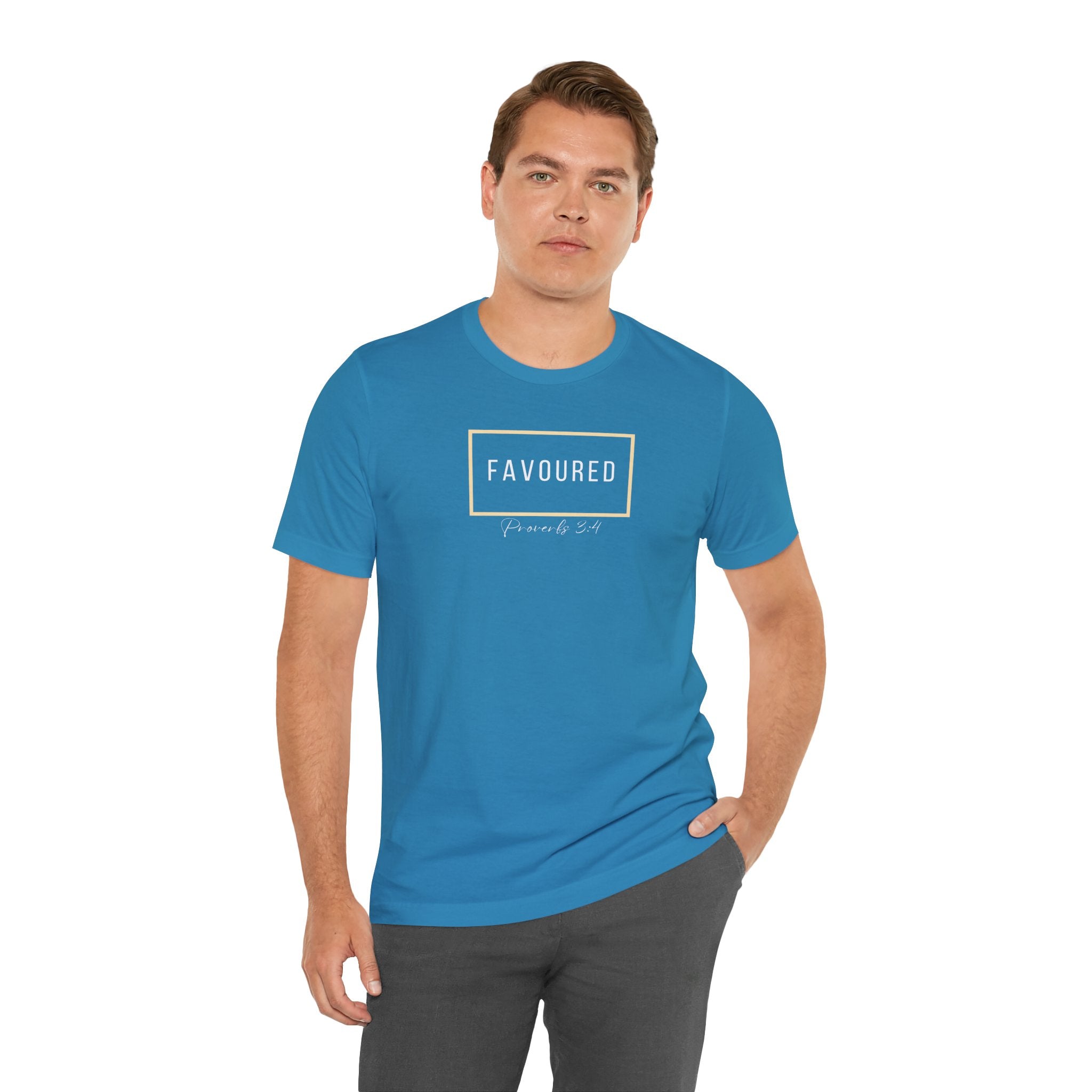 Favoured Christian T-Shirt – Proverbs 3:4 Scripture Tee | Faith-Based Unisex Shirt