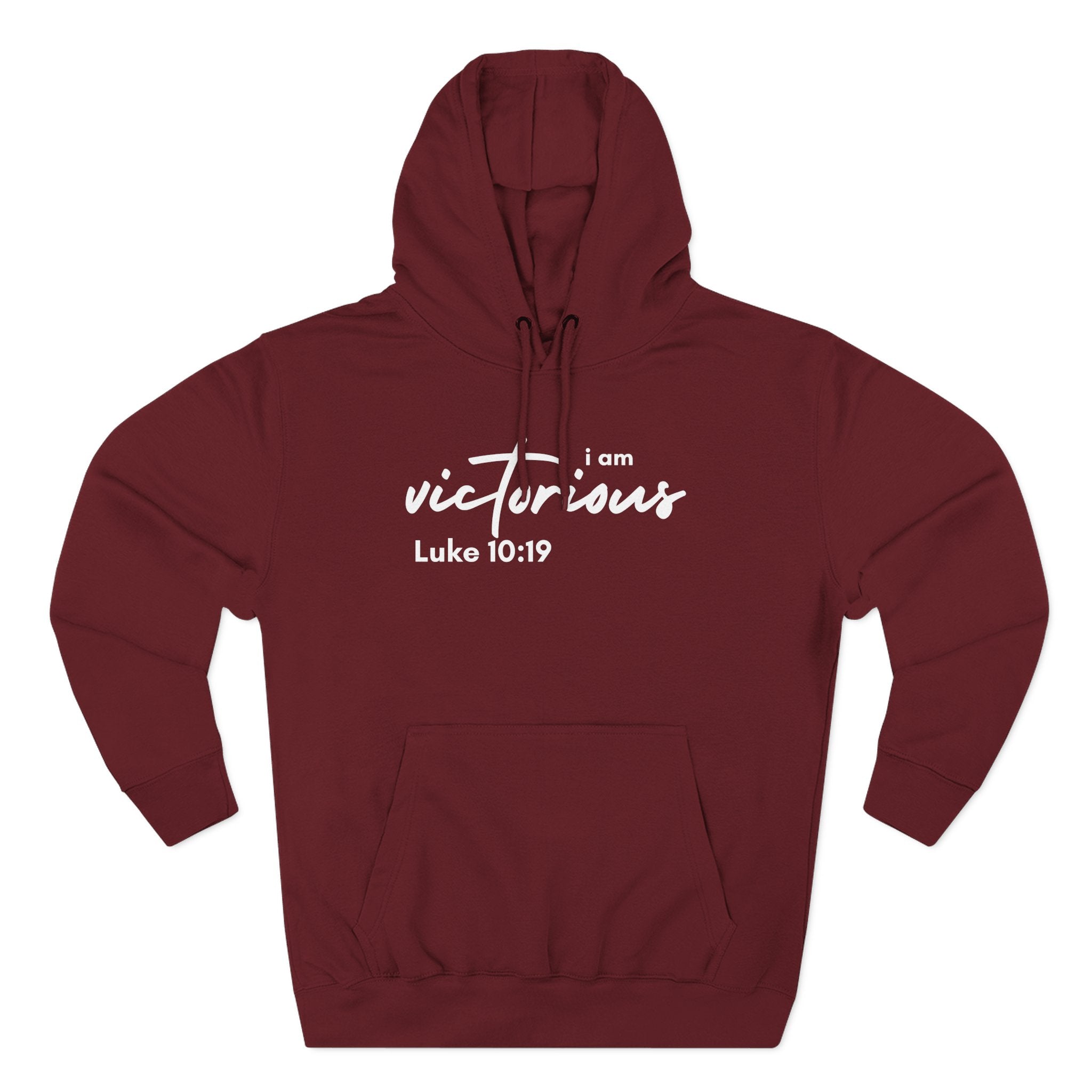 I Am Victorious Hoodie — Luke 10:19 Christian Scripture Fleece Pullover