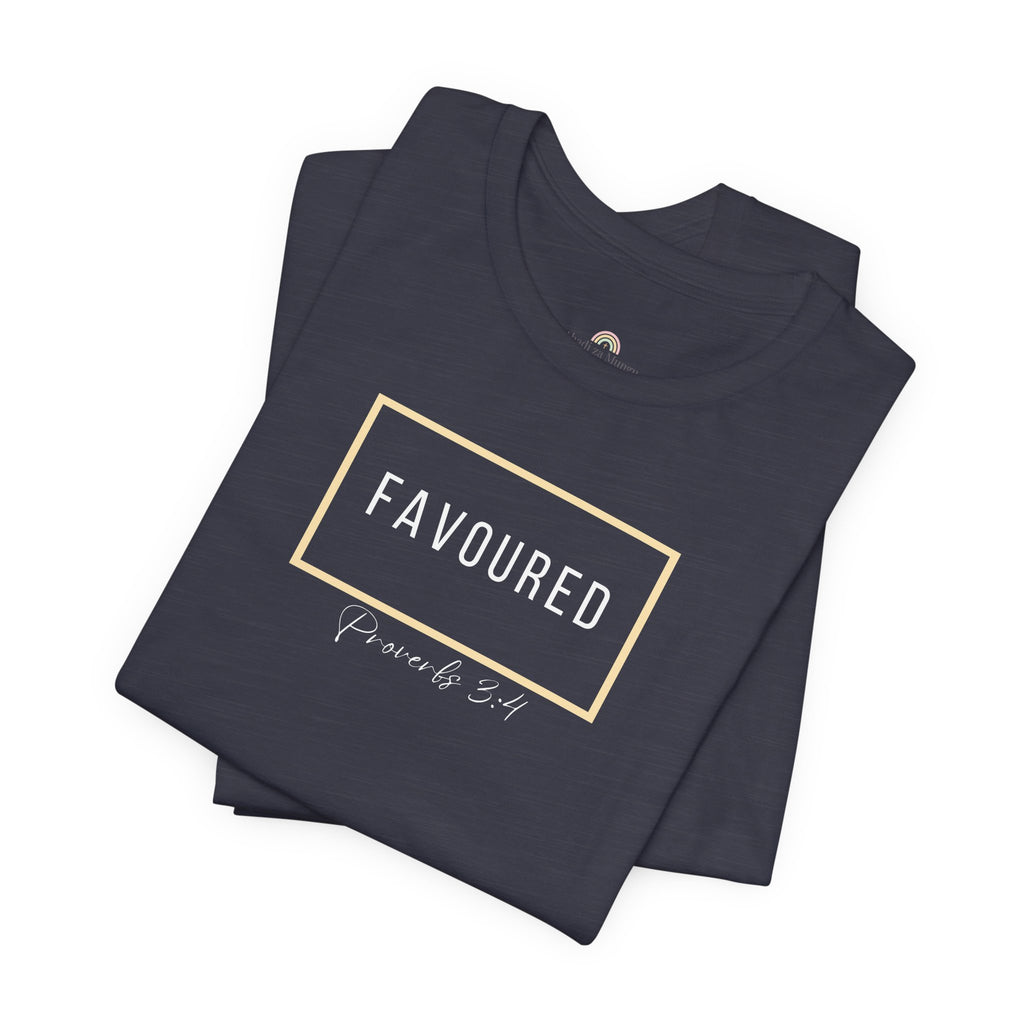 Favoured Christian T-Shirt – Proverbs 3:4 Scripture Tee | Faith-Based Unisex Shirt