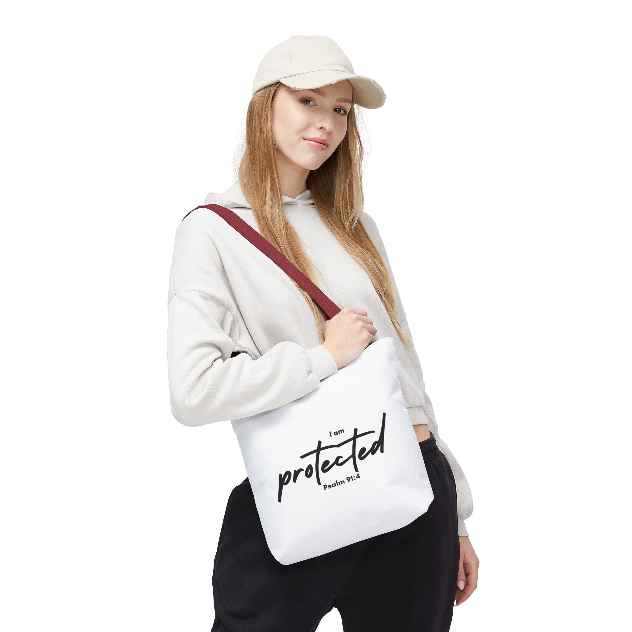 I Am Protected Tote Bag — Psalm 91:4 Christian Scripture Canvas Tote | Faith-Based Carryall