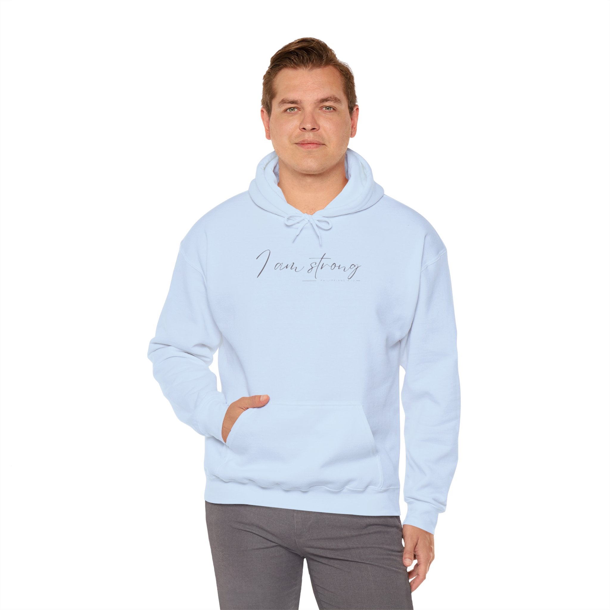 I Am Strong Hoodie – Philippians 4:13 Christian Unisex Faith Sweatshirt