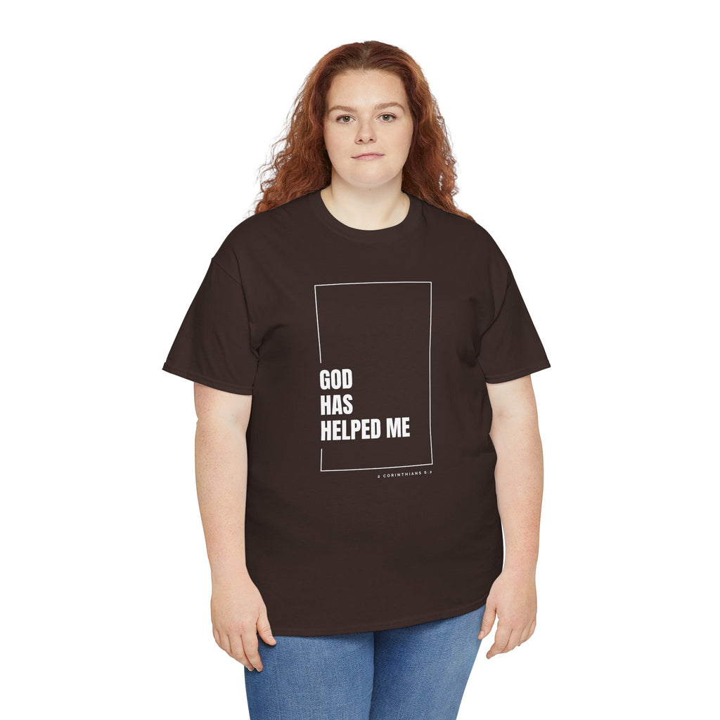 God Has Helped Me Christian T-Shirt – 2 Corinthians 6:2 Faith Tee | Unisex Heavy Cotton Shirt