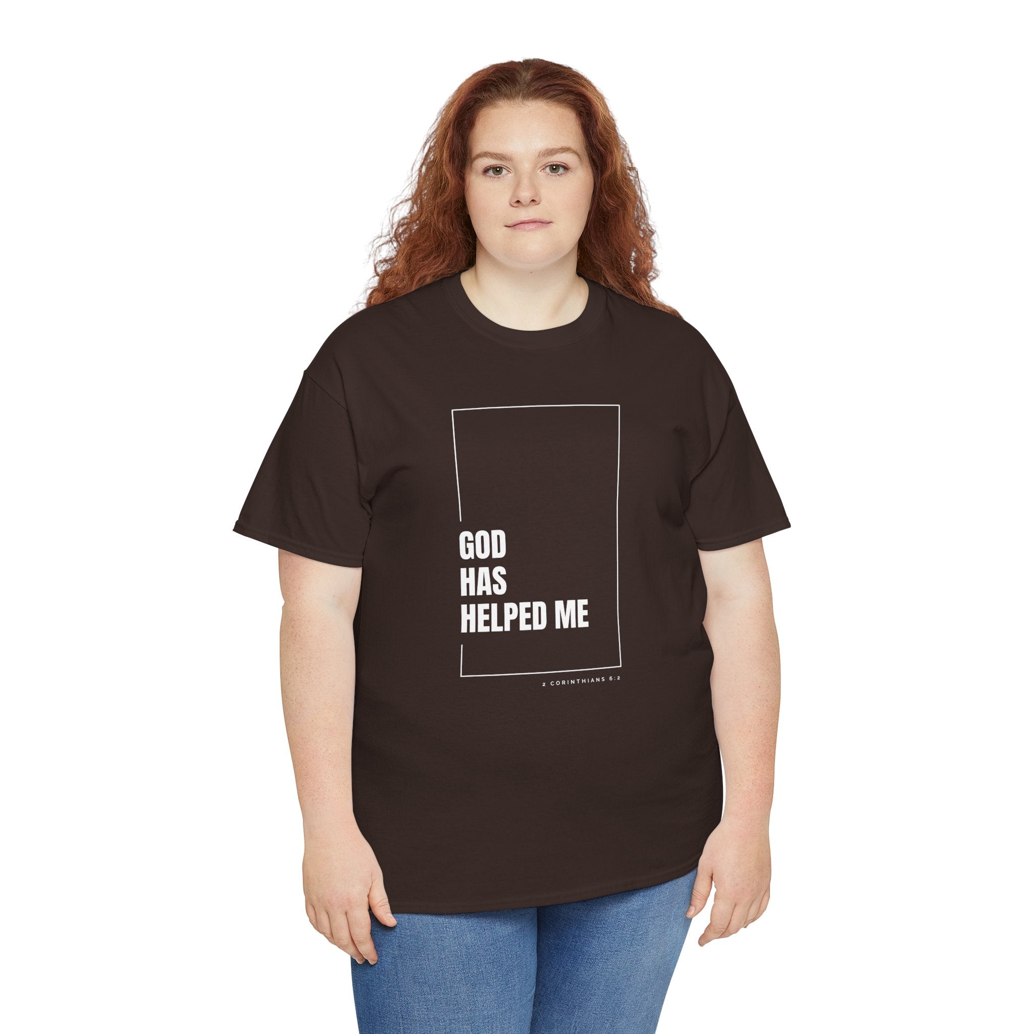God Has Helped Me Christian T-Shirt – 2 Corinthians 6:2 Faith Tee | Unisex Heavy Cotton Shirt