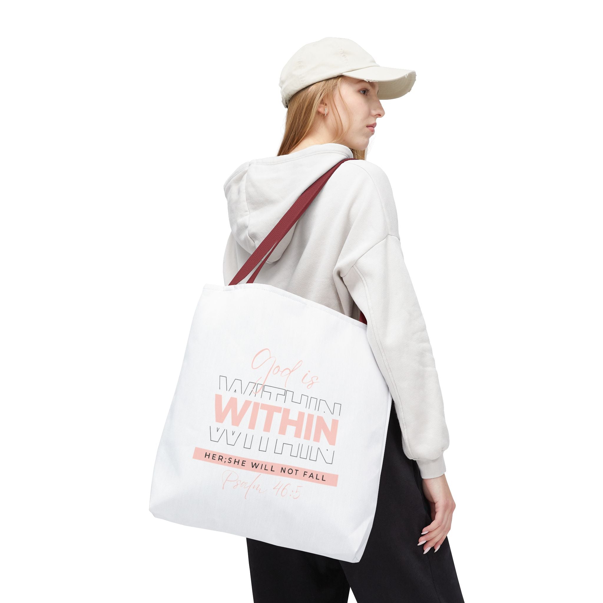 God Is Within Her Tote Bag – Psalm 46:5 Christian Scripture Tote for Women