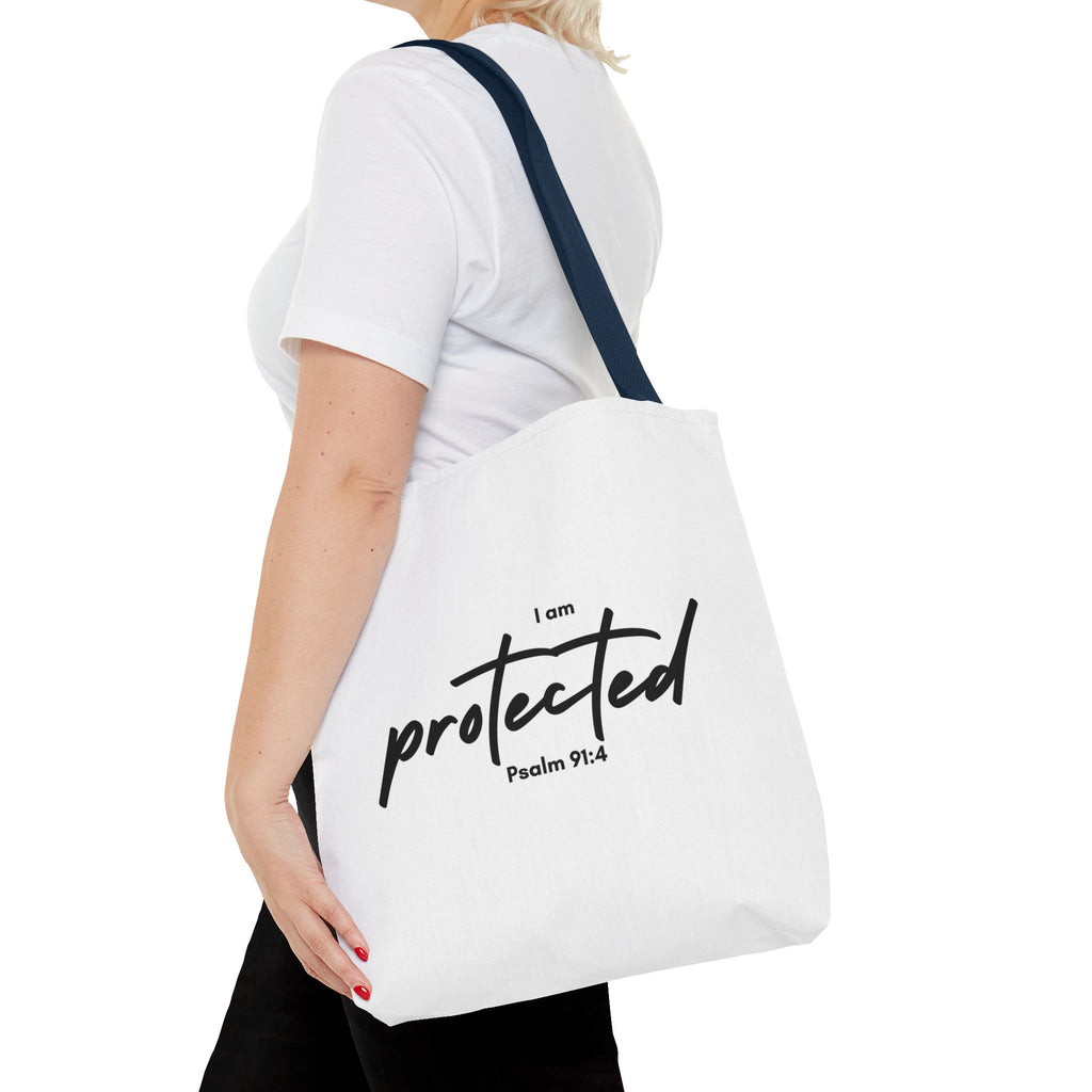I Am Protected Tote Bag — Psalm 91:4 Christian Scripture Canvas Tote | Faith-Based Carryall
