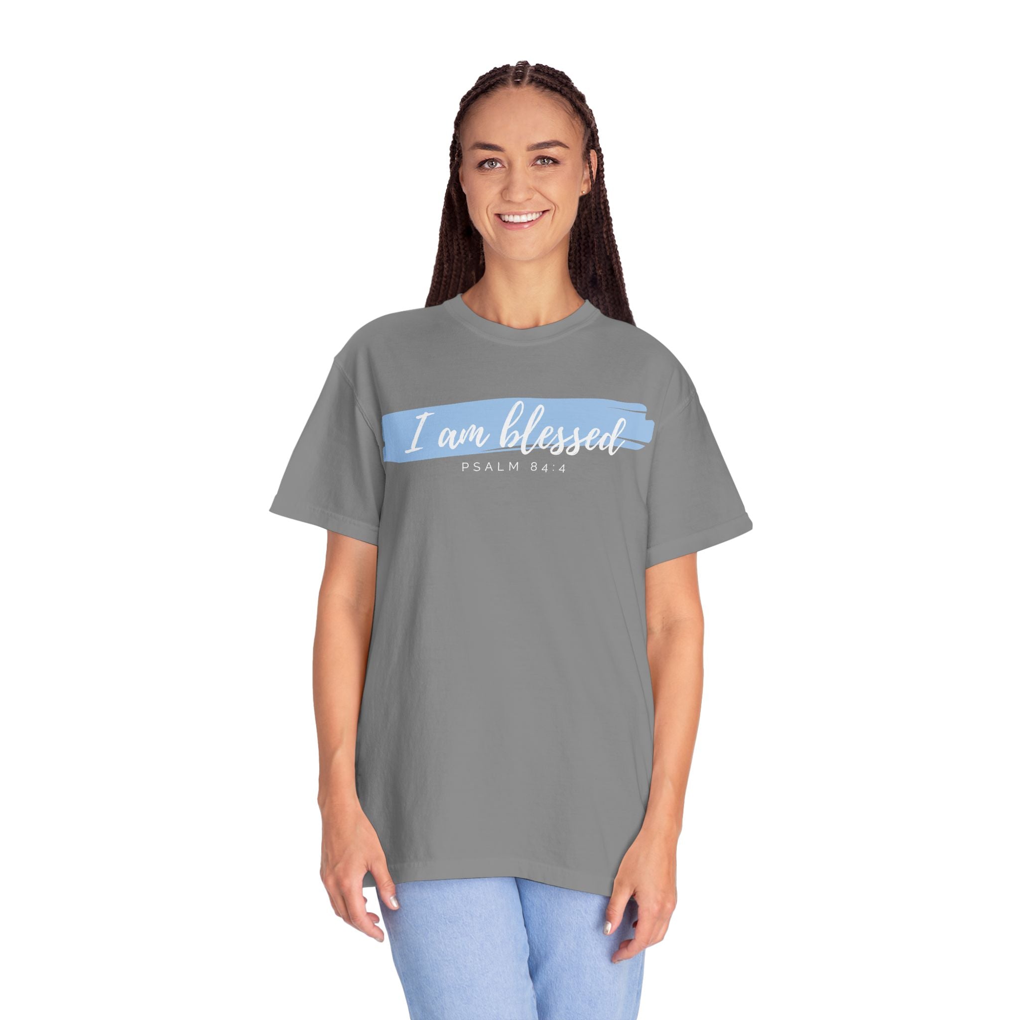 I Am Blessed Christian T-Shirt — Psalm 84:4 Scripture Tee | Garment-Dyed Faith Shirt