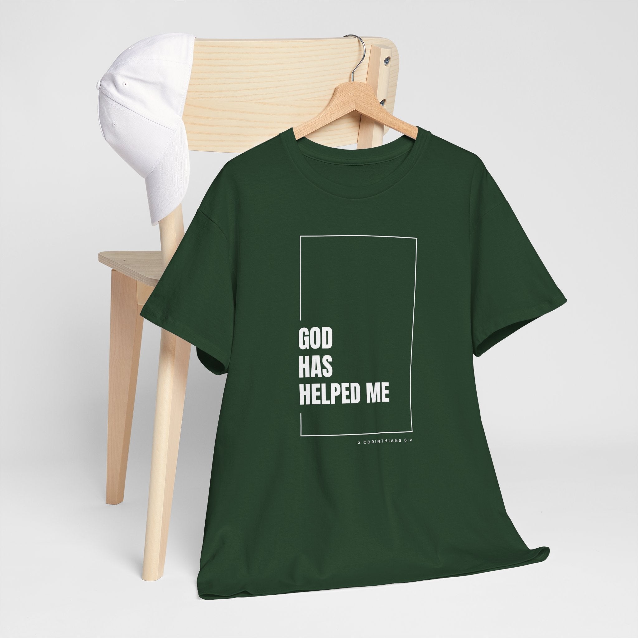 God Has Helped Me Christian T-Shirt – 2 Corinthians 6:2 Faith Tee | Unisex Heavy Cotton Shirt