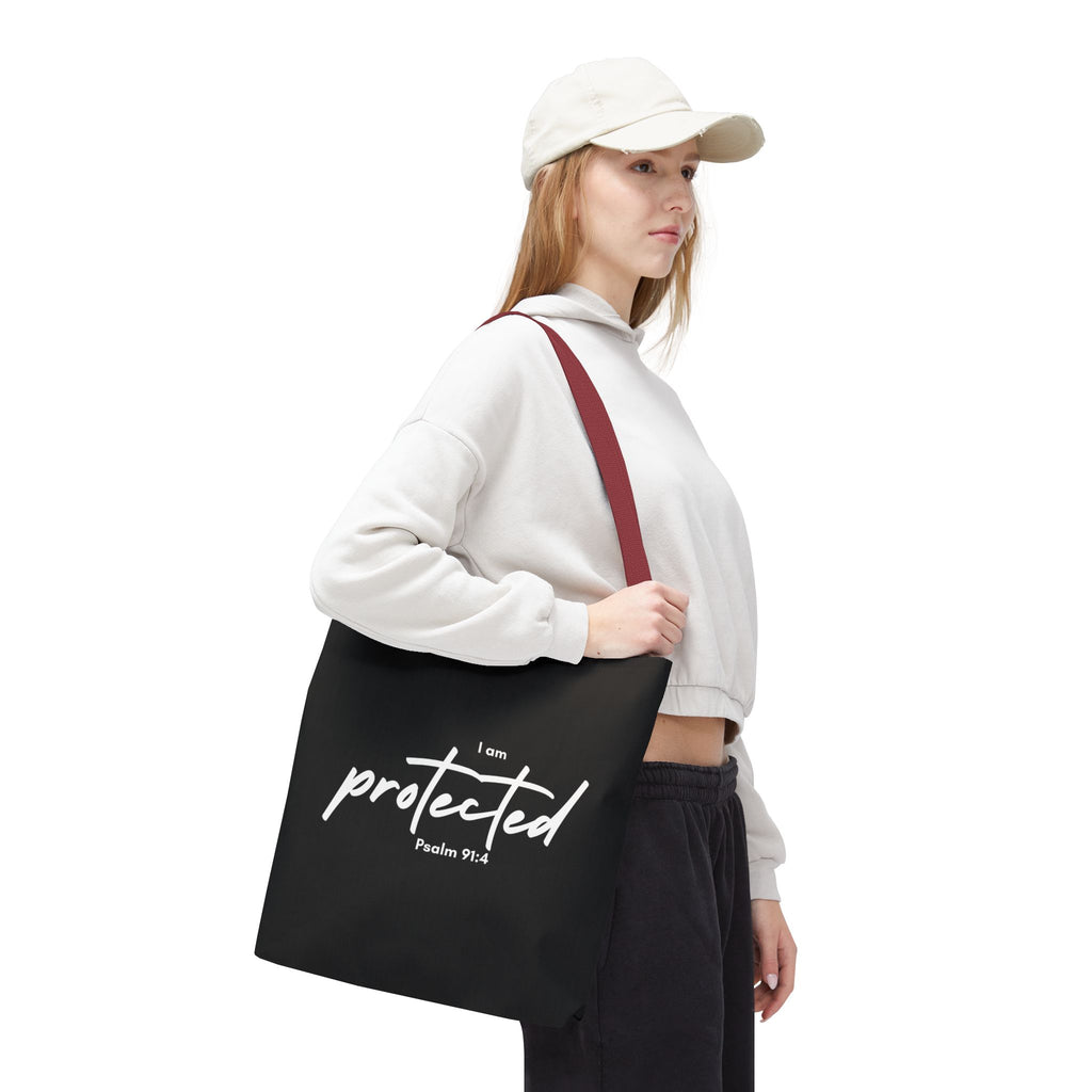 I Am Protected Tote Bag — Psalm 91:4 Christian Scripture Canvas Tote | Faith-Based Carryall