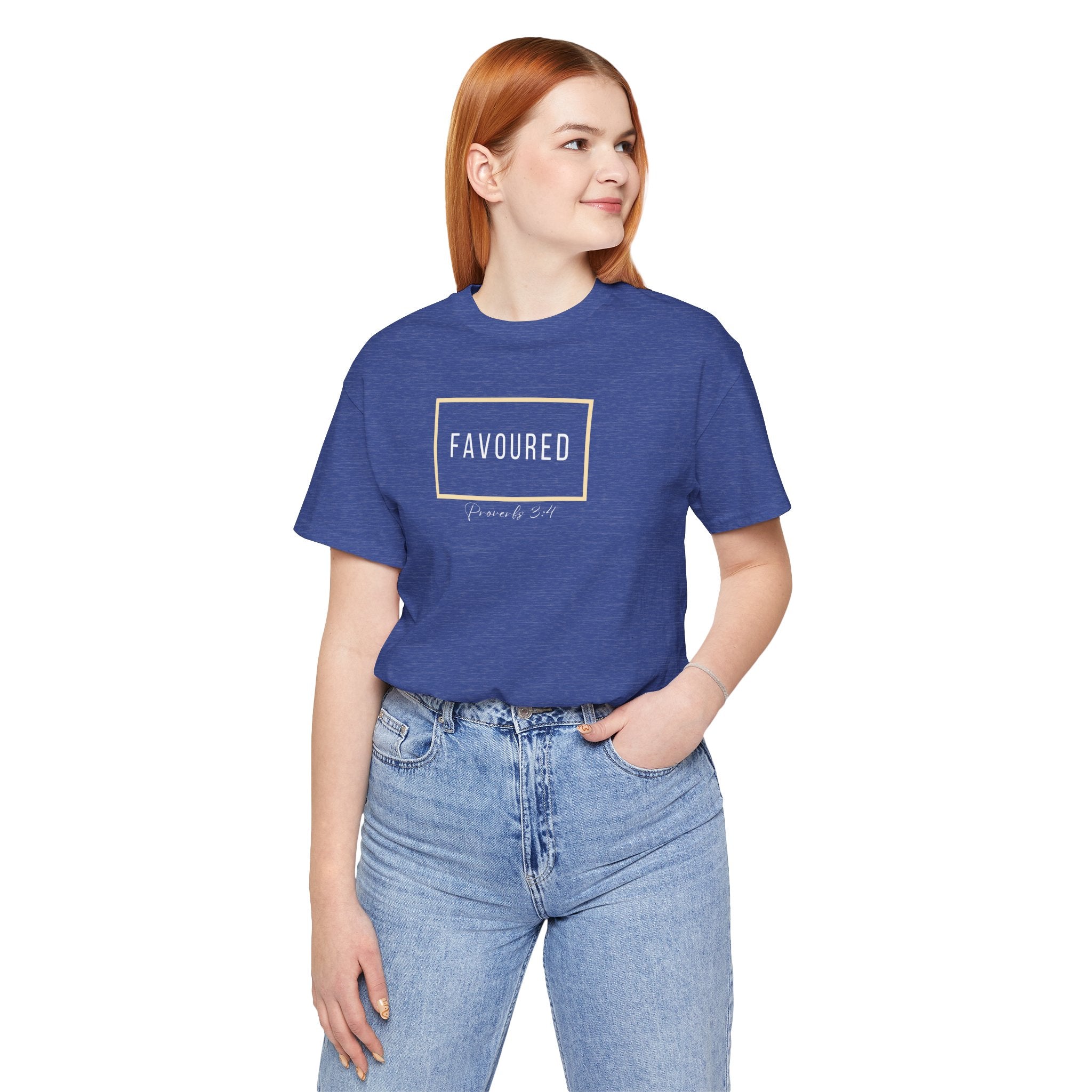 Favoured Christian T-Shirt – Proverbs 3:4 Scripture Tee | Faith-Based Unisex Shirt