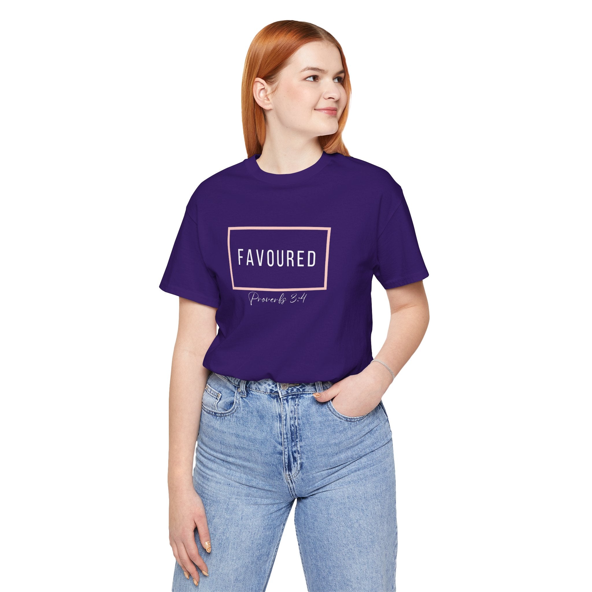 Favoured Christian T-Shirt – Proverbs 3:4 Scripture Tee | Faith-Based Unisex Shirt