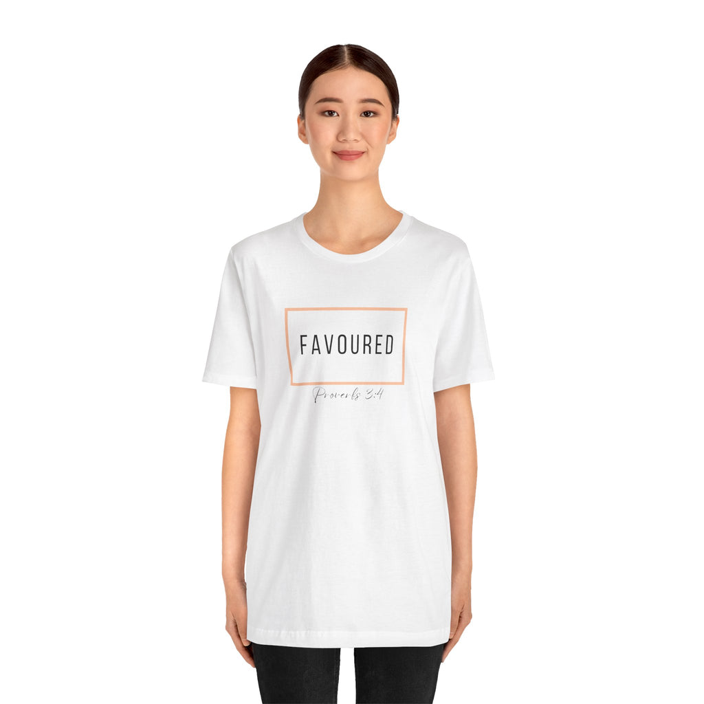 Favoured Christian T-Shirt – Proverbs 3:4 Scripture Tee | Faith-Based Unisex Shirt