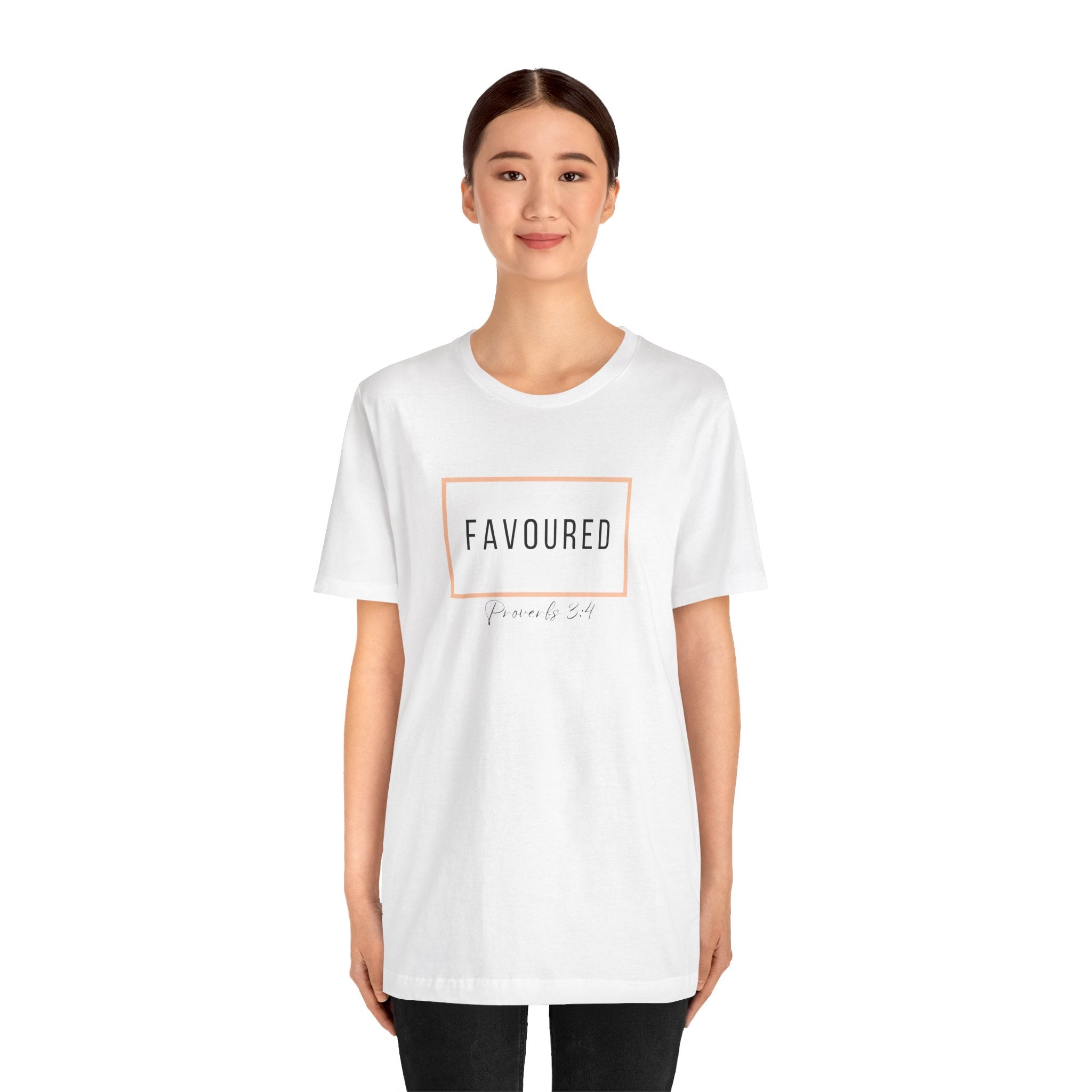 Favoured Christian T-Shirt – Proverbs 3:4 Scripture Tee | Faith-Based Unisex Shirt