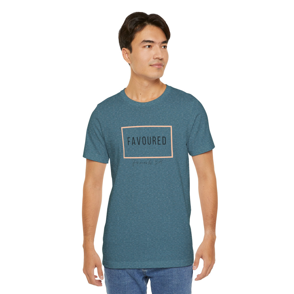 Favoured Christian T-Shirt – Proverbs 3:4 Scripture Tee | Faith-Based Unisex Shirt