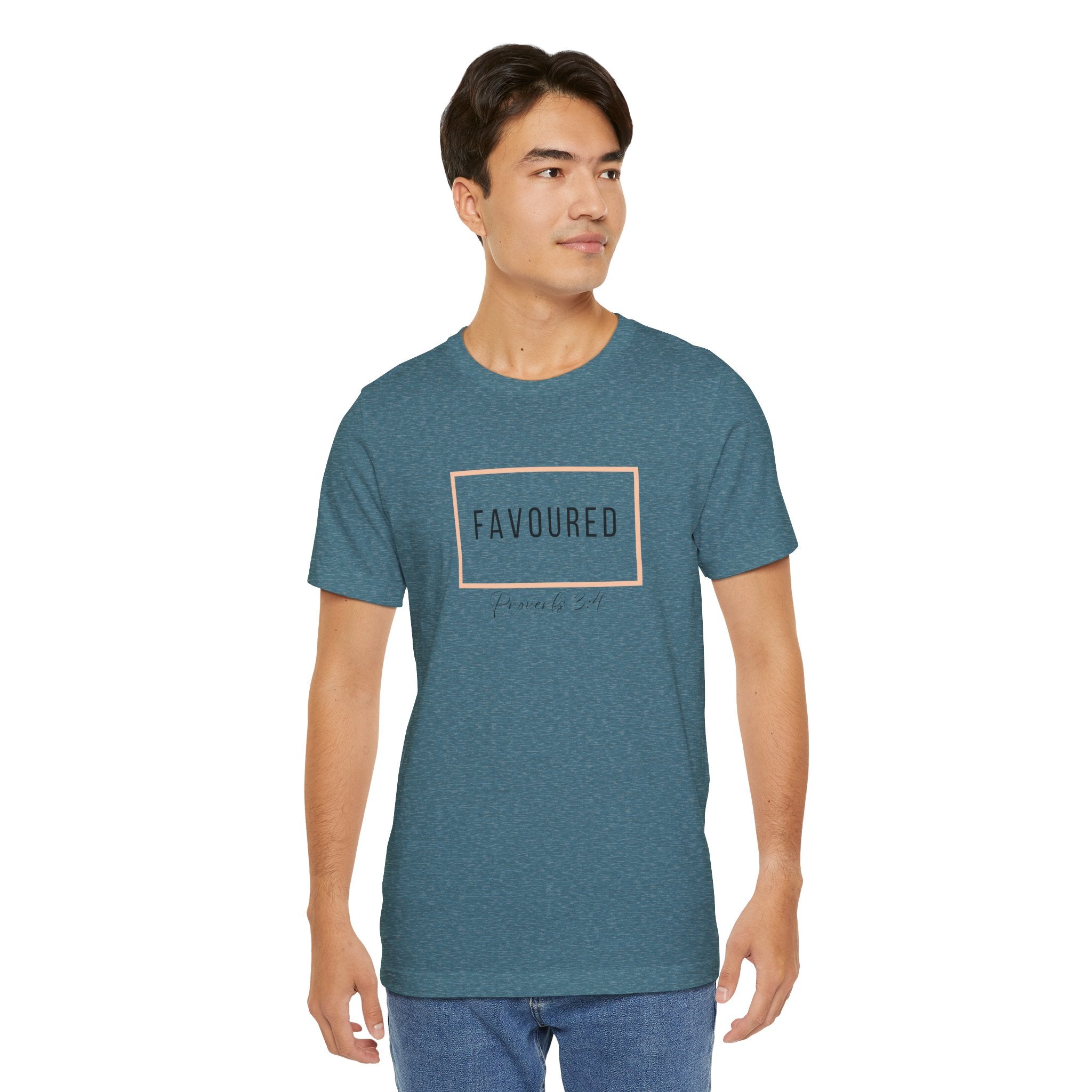 Favoured Christian T-Shirt – Proverbs 3:4 Scripture Tee | Faith-Based Unisex Shirt