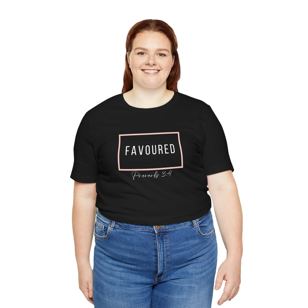 Favoured Christian T-Shirt – Proverbs 3:4 Scripture Tee | Faith-Based Unisex Shirt