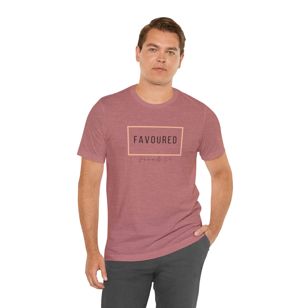 Favoured Christian T-Shirt – Proverbs 3:4 Scripture Tee | Faith-Based Unisex Shirt
