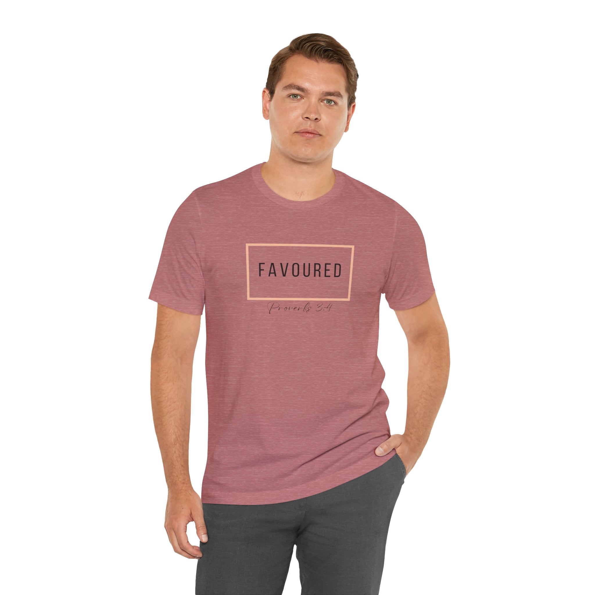 Favoured Christian T-Shirt – Proverbs 3:4 Scripture Tee | Faith-Based Unisex Shirt
