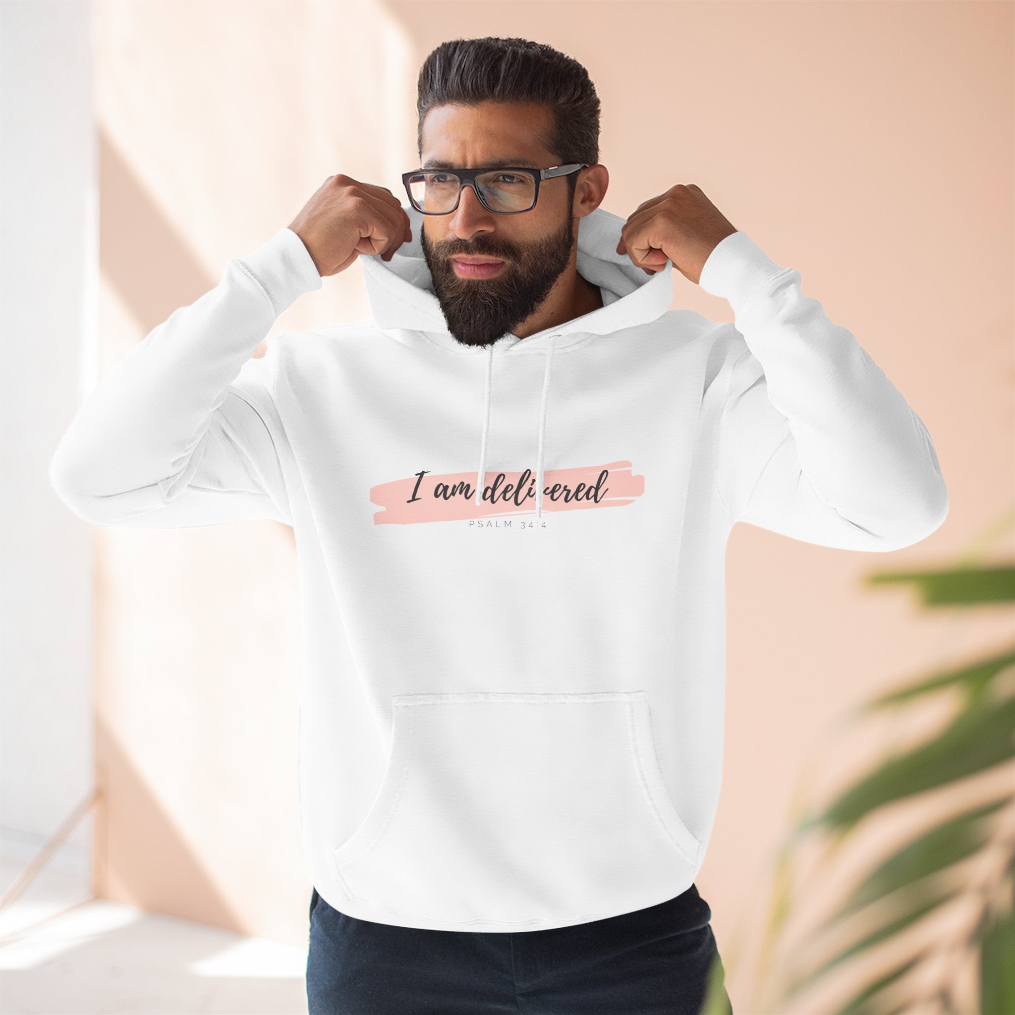 I Am Delivered Christian Hoodie — Psalm 34:4 Faith Hoodie | Inspirational Scripture Pullover | Unisex Christian Apparel