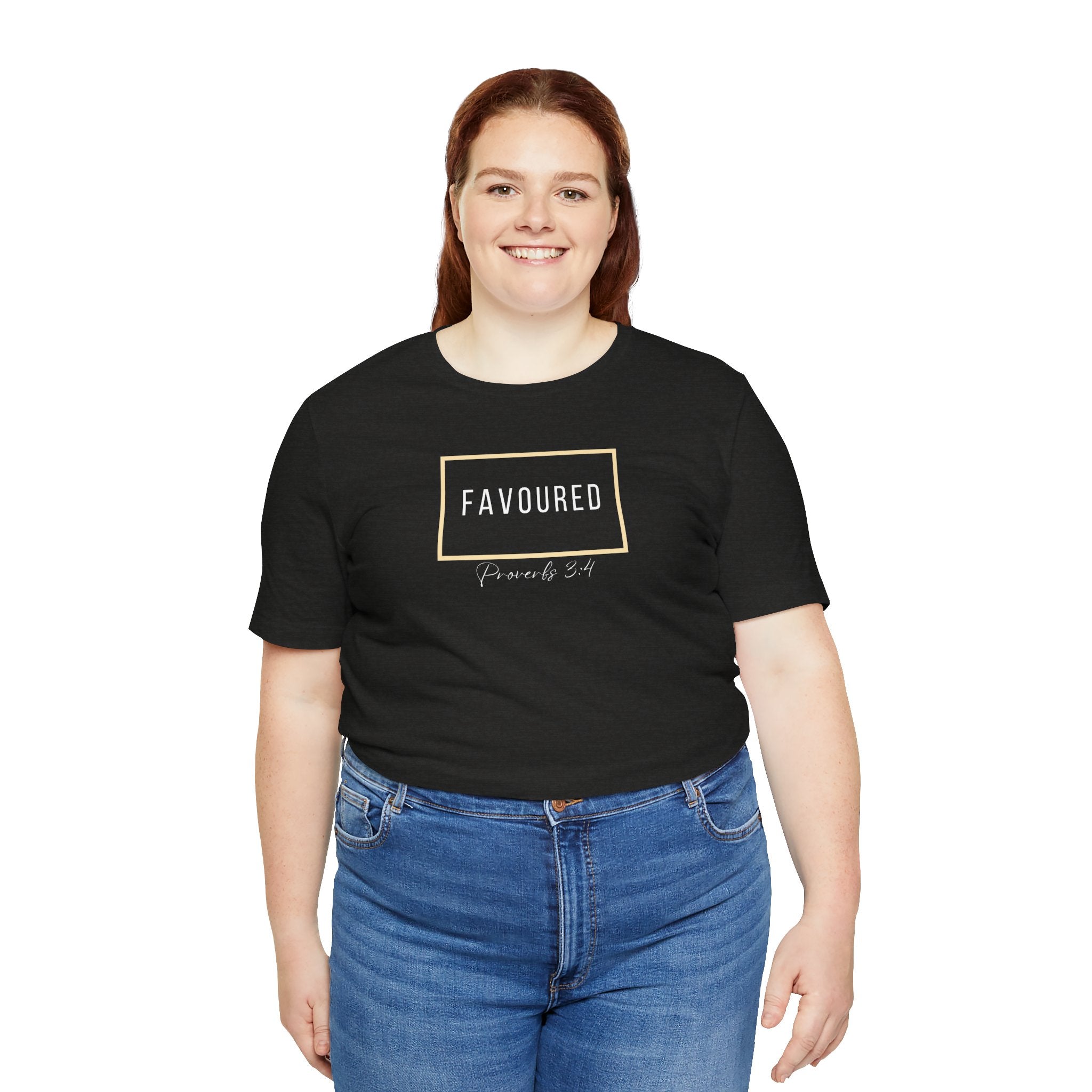 Favoured Christian T-Shirt – Proverbs 3:4 Scripture Tee | Faith-Based Unisex Shirt