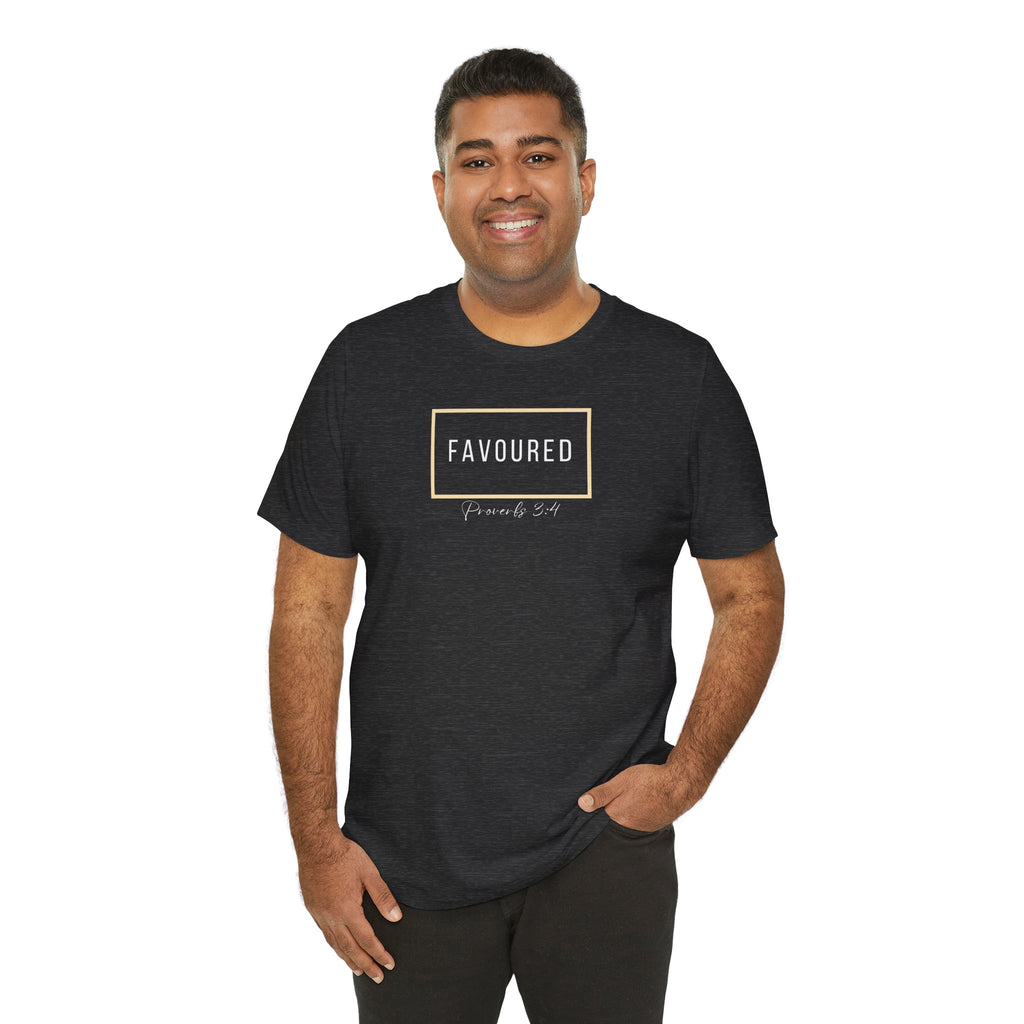 Favoured Christian T-Shirt – Proverbs 3:4 Scripture Tee | Faith-Based Unisex Shirt